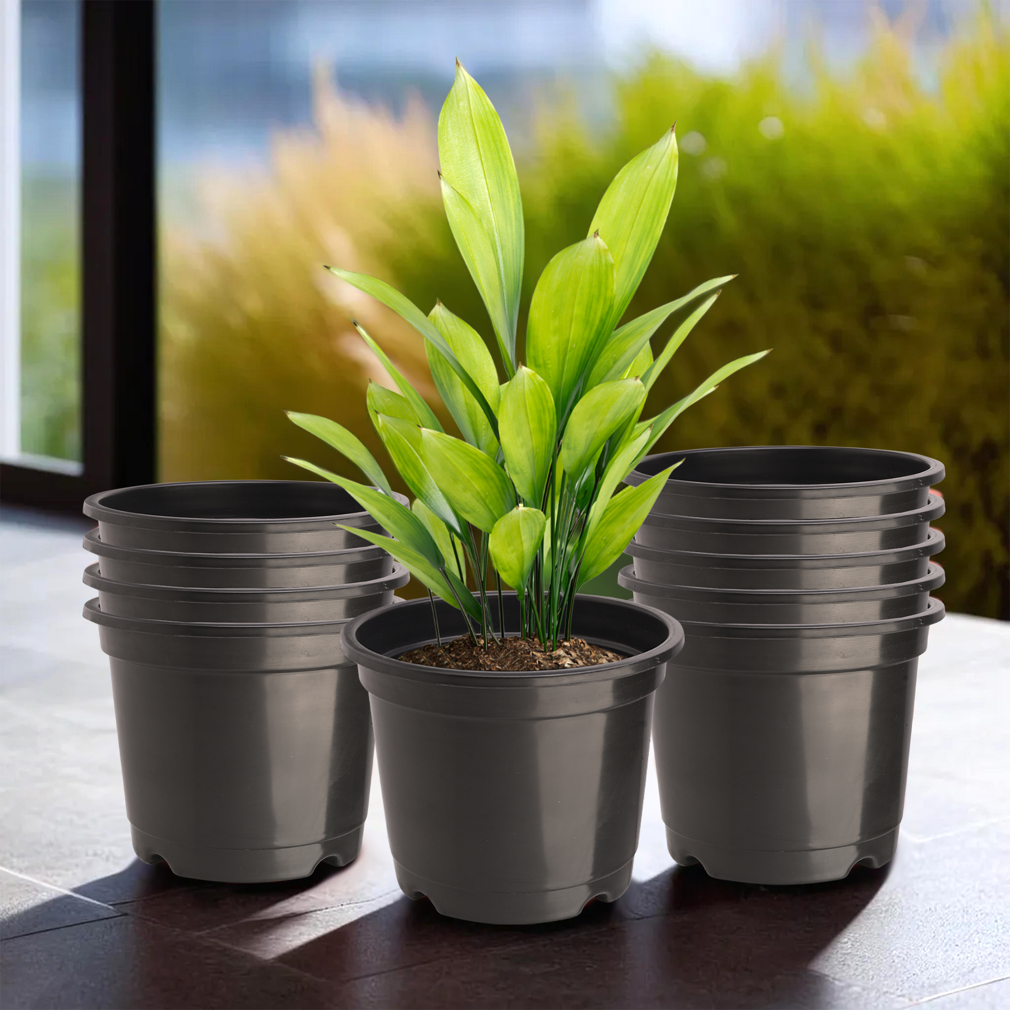 Kuber Industries Pack of 3 Flower Pot  Fuldani Flower Pot  6 Inch Pots for Home Terrace Garden  Pots Stand for Plants  Phooldaan for Home Dcor  Synergy Indoor Plant Stand  Black