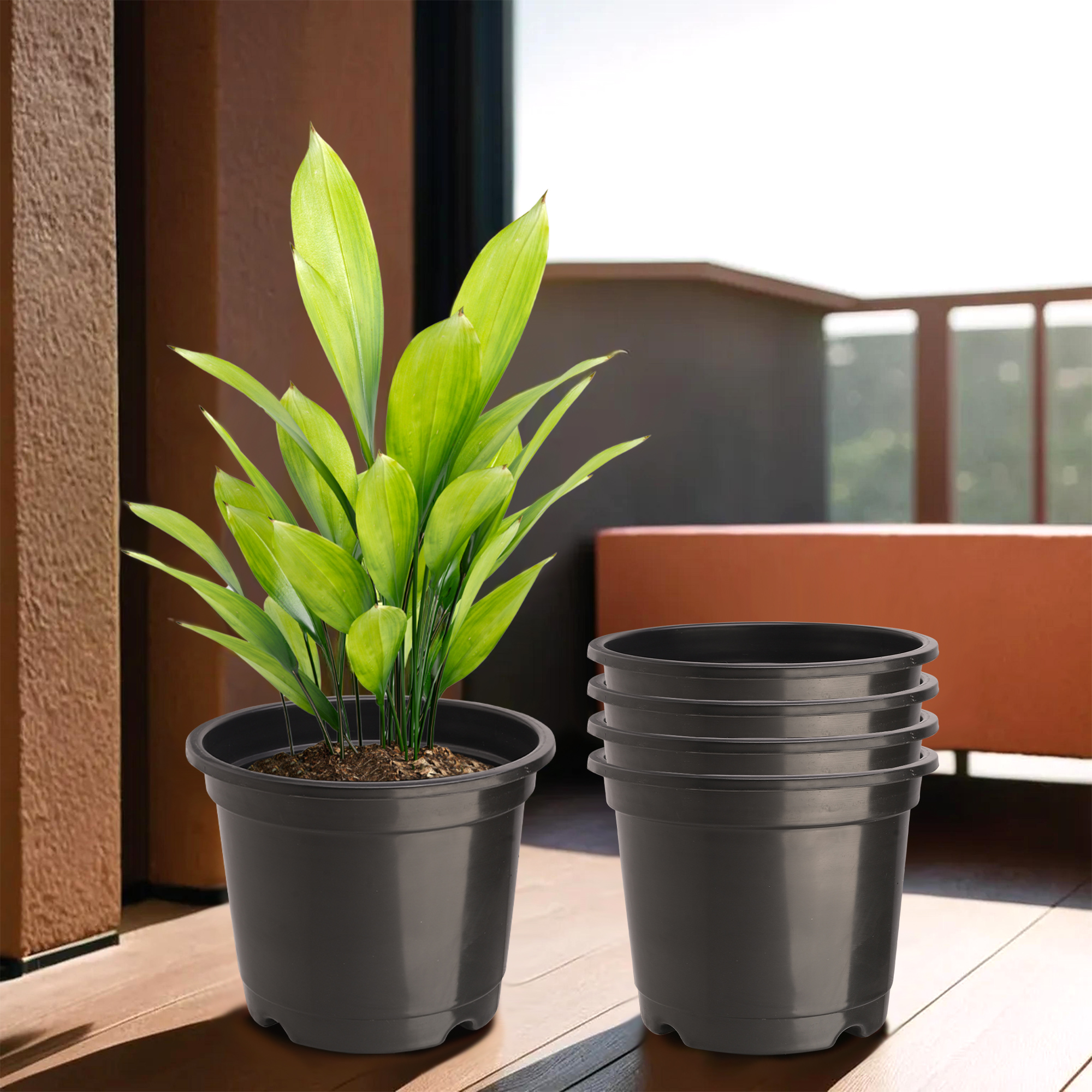 Kuber Industries Pack of 3 Flower Pot  Fuldani Flower Pot  6 Inch Pots for Home Terrace Garden  Pots Stand for Plants  Phooldaan for Home Dcor  Synergy Indoor Plant Stand  Black