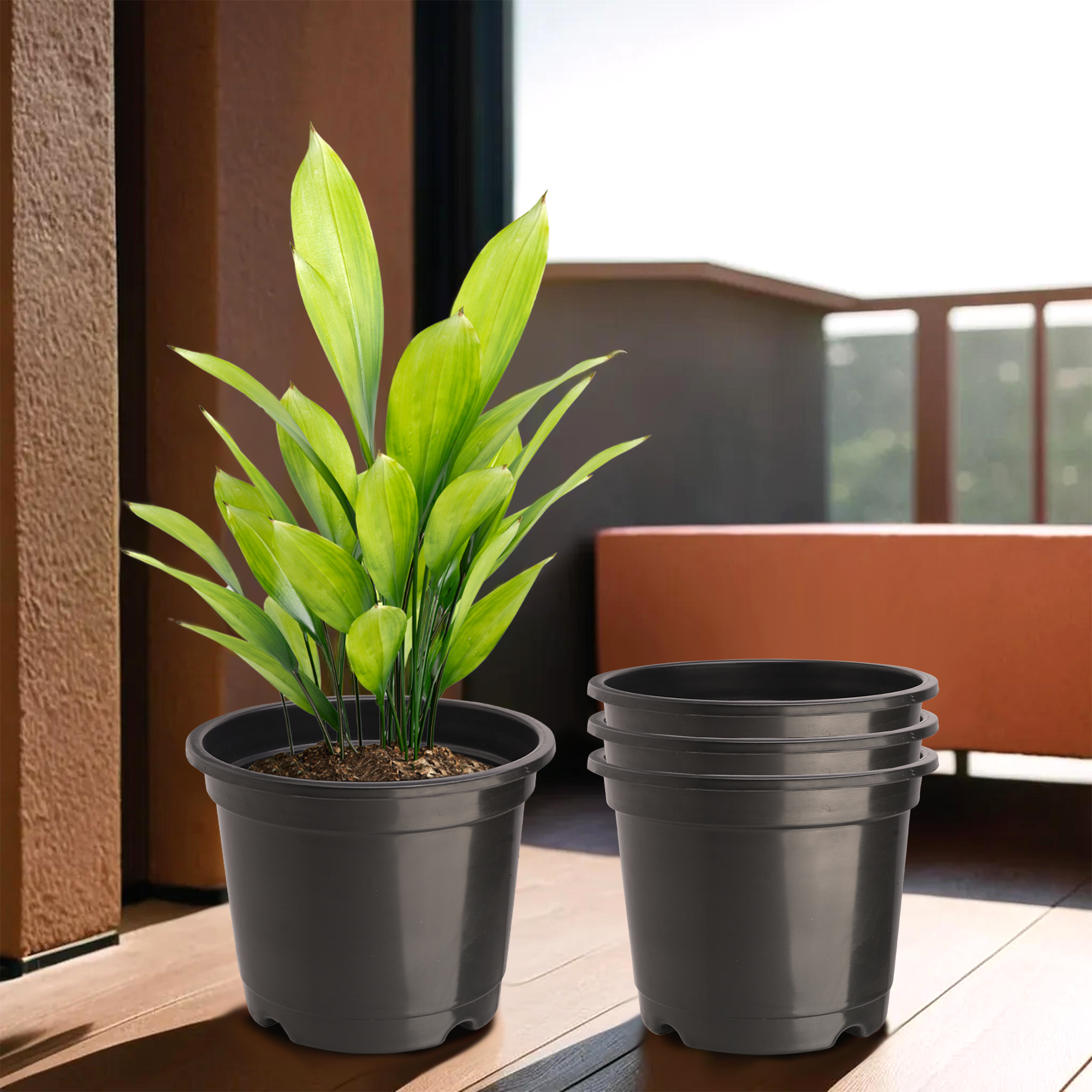 Kuber Industries Pack of 3 Flower Pot  Fuldani Flower Pot  6 Inch Pots for Home Terrace Garden  Pots Stand for Plants  Phooldaan for Home Dcor  Synergy Indoor Plant Stand  Black