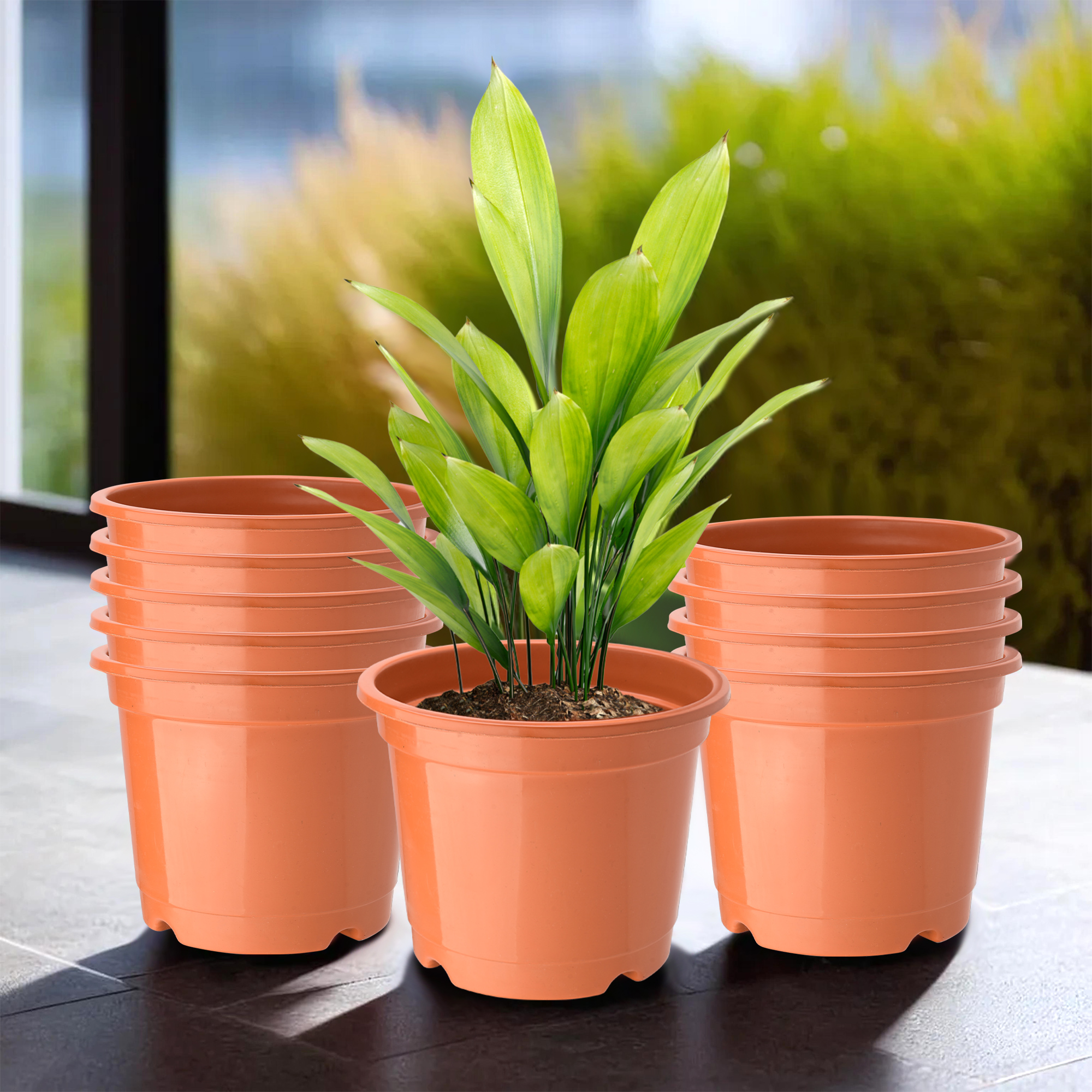 Kuber Industries Pack of 3 Flower Pot  Fuldani Flower Pot  6 Inch Pots for Home Terrace Garden  Pots Stand for Plants  Phooldaan for Home Dcor  Synergy Indoor Plant Stand  Orange