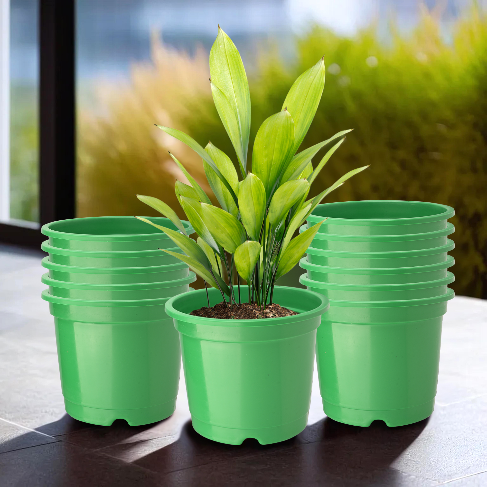 Kuber Industries Pack of 3 Flower Pot  Fuldani Flower Pot  6 Inch Pots for Home Terrace Garden  Pots Stand for Plants  Phooldaan for Home Dcor  Synergy Indoor Plant Stand  Green
