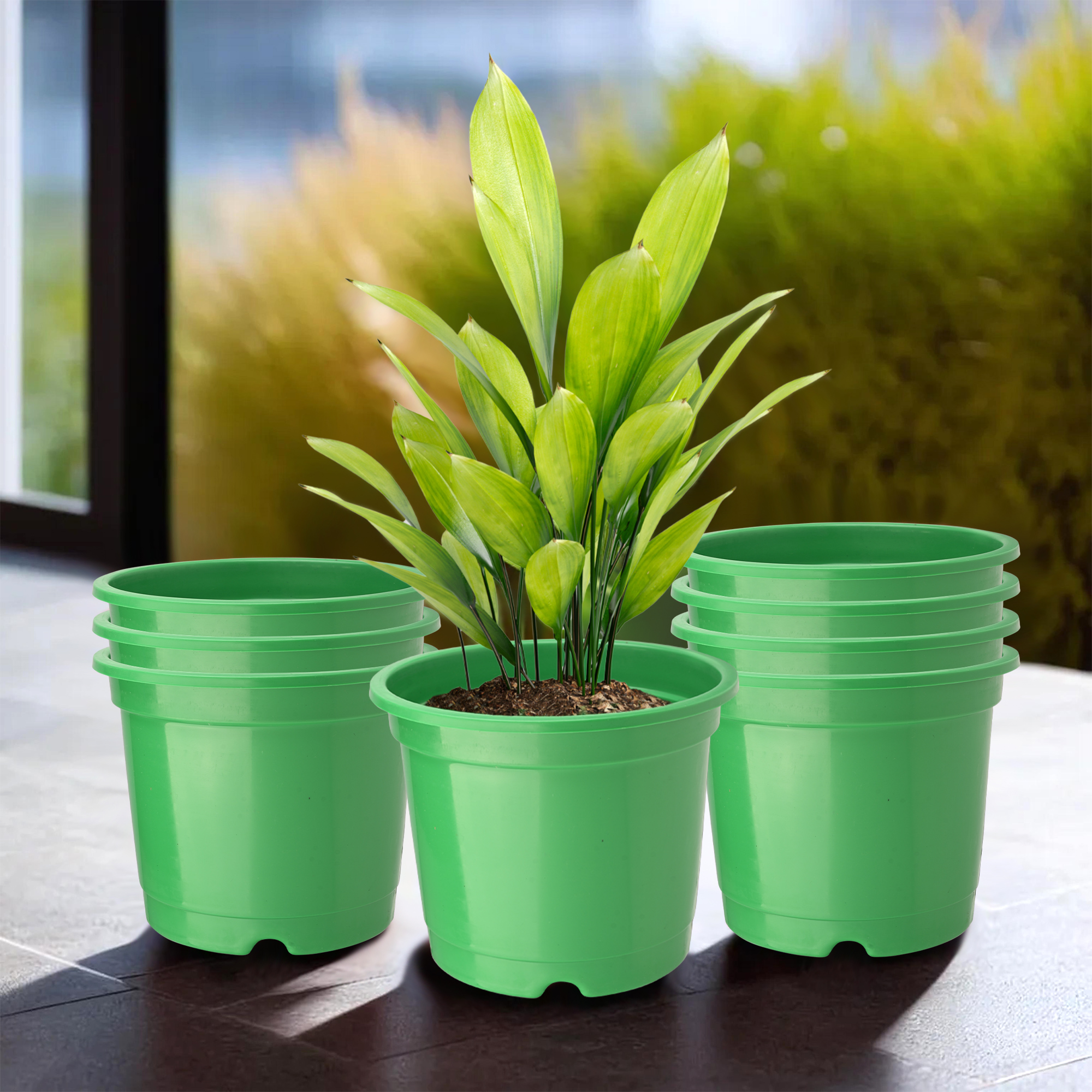 Kuber Industries Pack of 3 Flower Pot  Fuldani Flower Pot  6 Inch Pots for Home Terrace Garden  Pots Stand for Plants  Phooldaan for Home Dcor  Synergy Indoor Plant Stand  Green