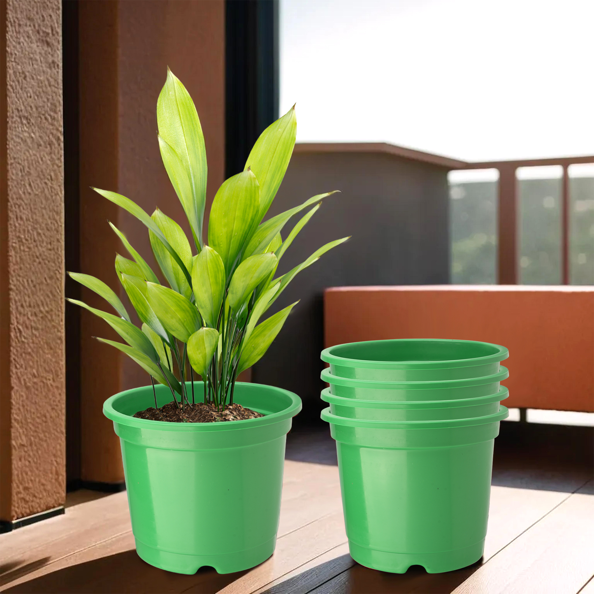 Kuber Industries Pack of 3 Flower Pot  Fuldani Flower Pot  6 Inch Pots for Home Terrace Garden  Pots Stand for Plants  Phooldaan for Home Dcor  Synergy Indoor Plant Stand  Green
