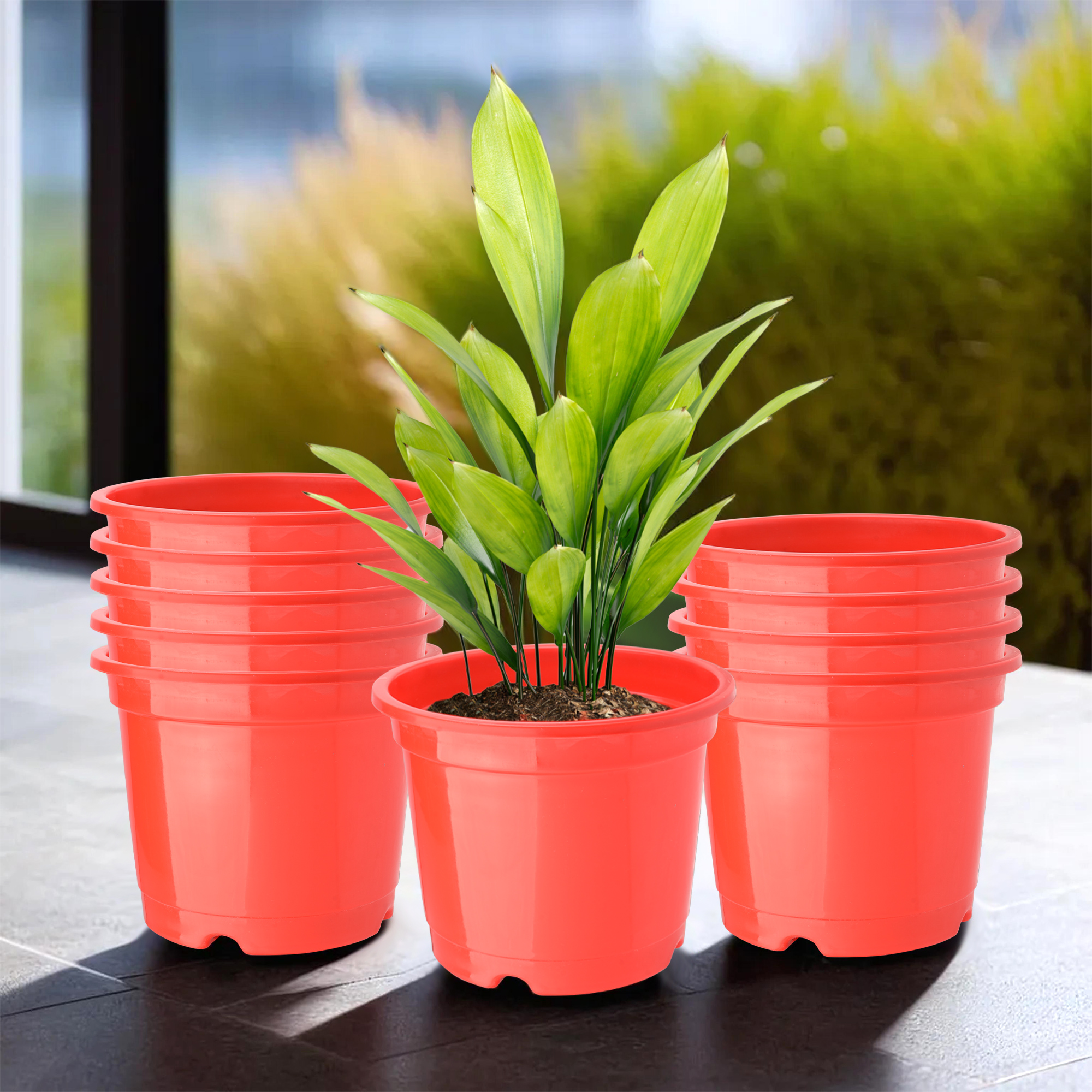 Kuber Industries Pack of 3 Flower Pot  Fuldani Flower Pot  6 Inch Pots for Home Terrace Garden  Pots Stand for Plants  Phooldaan for Home Dcor  Synergy Indoor Plant Stand  Red