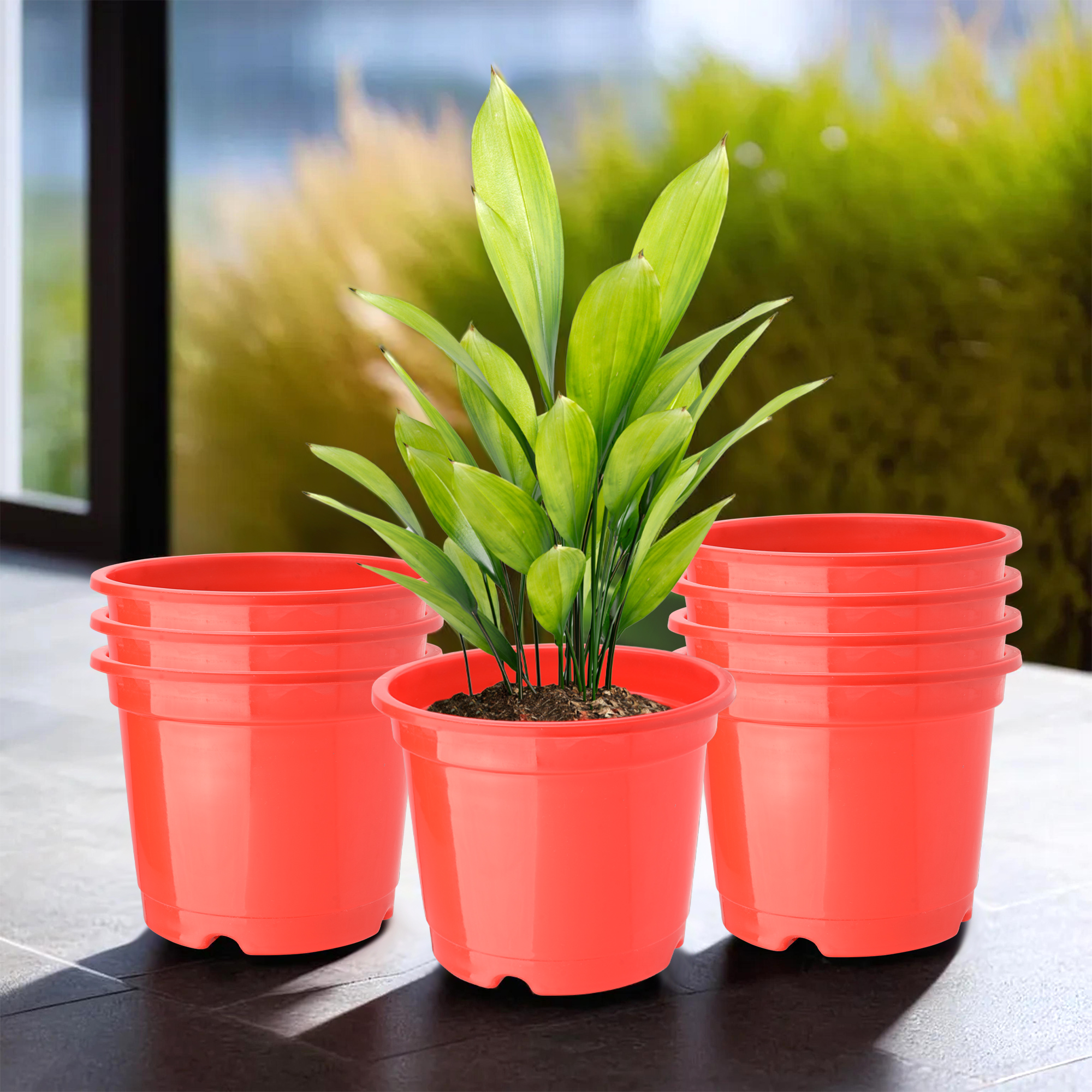 Kuber Industries Pack of 3 Flower Pot  Fuldani Flower Pot  6 Inch Pots for Home Terrace Garden  Pots Stand for Plants  Phooldaan for Home Dcor  Synergy Indoor Plant Stand  Red