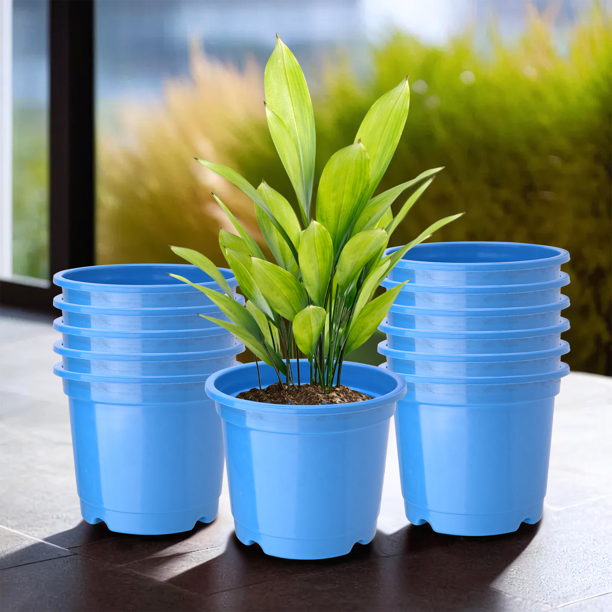 Kuber Industries Pack of 3 Flower Pot  Fuldani Flower Pot  6 Inch Pots for Home Terrace Garden  Pots Stand for Plants  Phooldaan for Home Dcor  Synergy Indoor Plant Stand  Blue