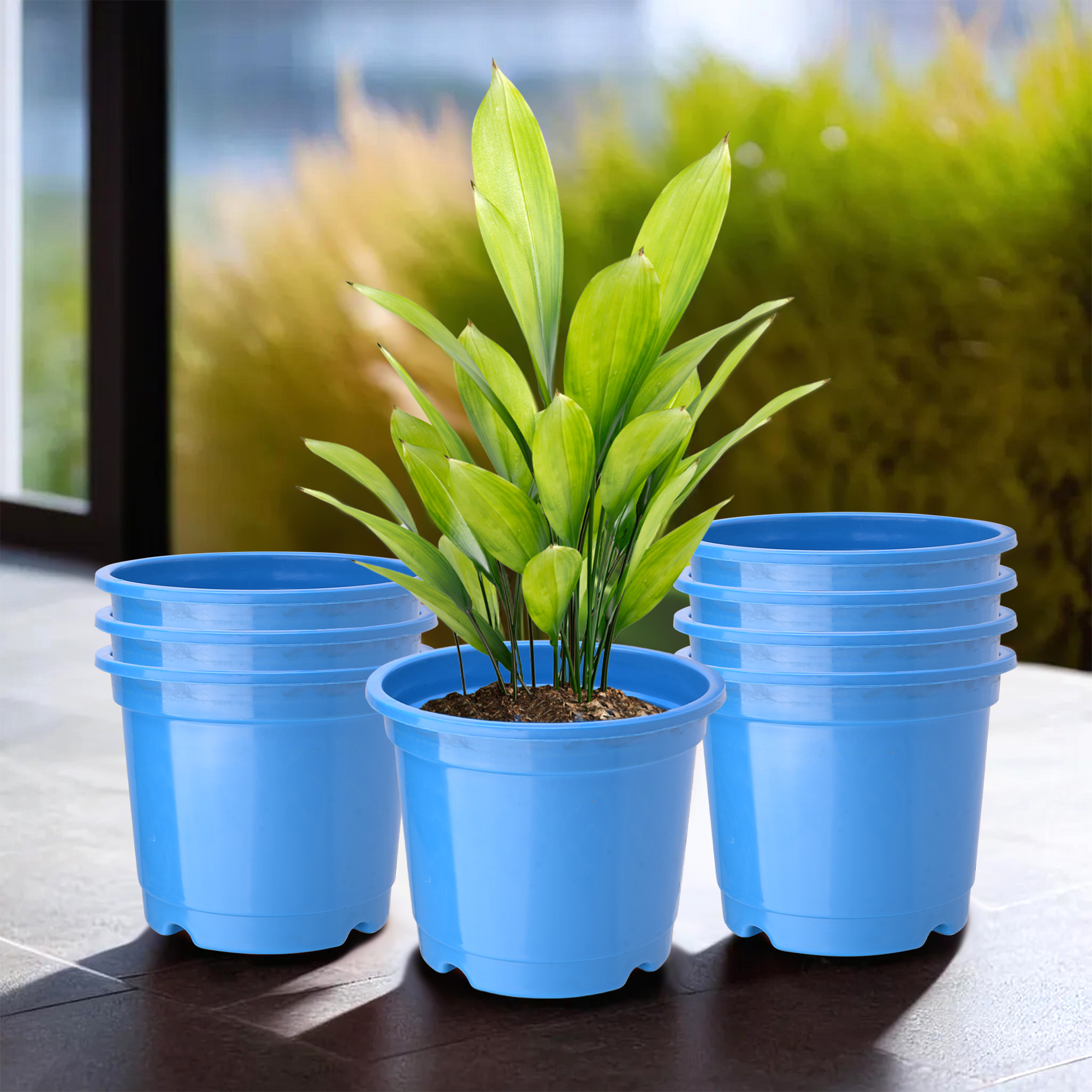 Kuber Industries Pack of 3 Flower Pot  Fuldani Flower Pot  6 Inch Pots for Home Terrace Garden  Pots Stand for Plants  Phooldaan for Home Dcor  Synergy Indoor Plant Stand  Blue