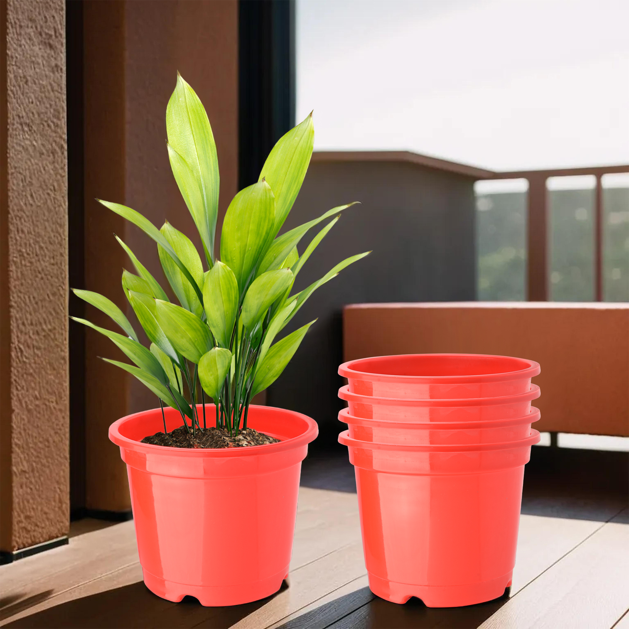 Kuber Industries Pack of 3 Flower Pot  Fuldani Flower Pot  6 Inch Pots for Home Terrace Garden  Pots Stand for Plants  Phooldaan for Home Dcor  Synergy Indoor Plant Stand  Red