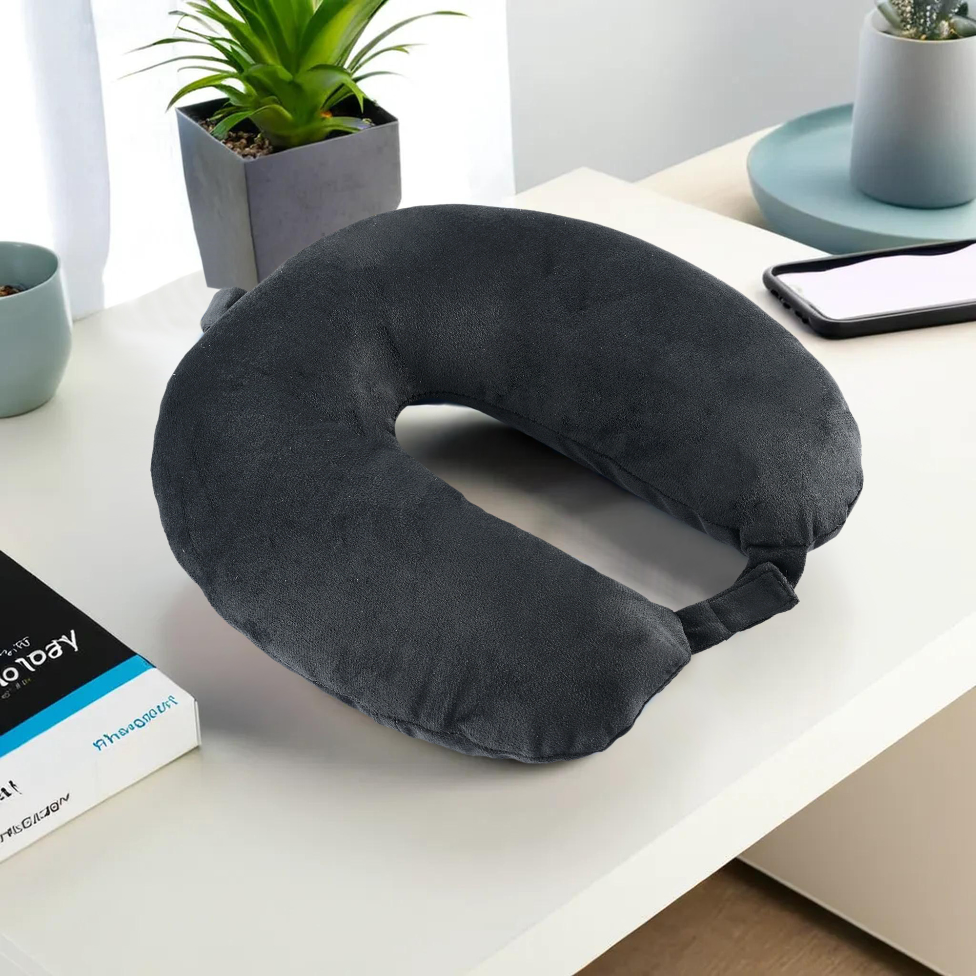 Neck Pillow  Travel Pillow for Neck  Neck Rest Pillow  Neck Cushion Pillow for Car  Microfiber Pillow for Neck  Plain Black
