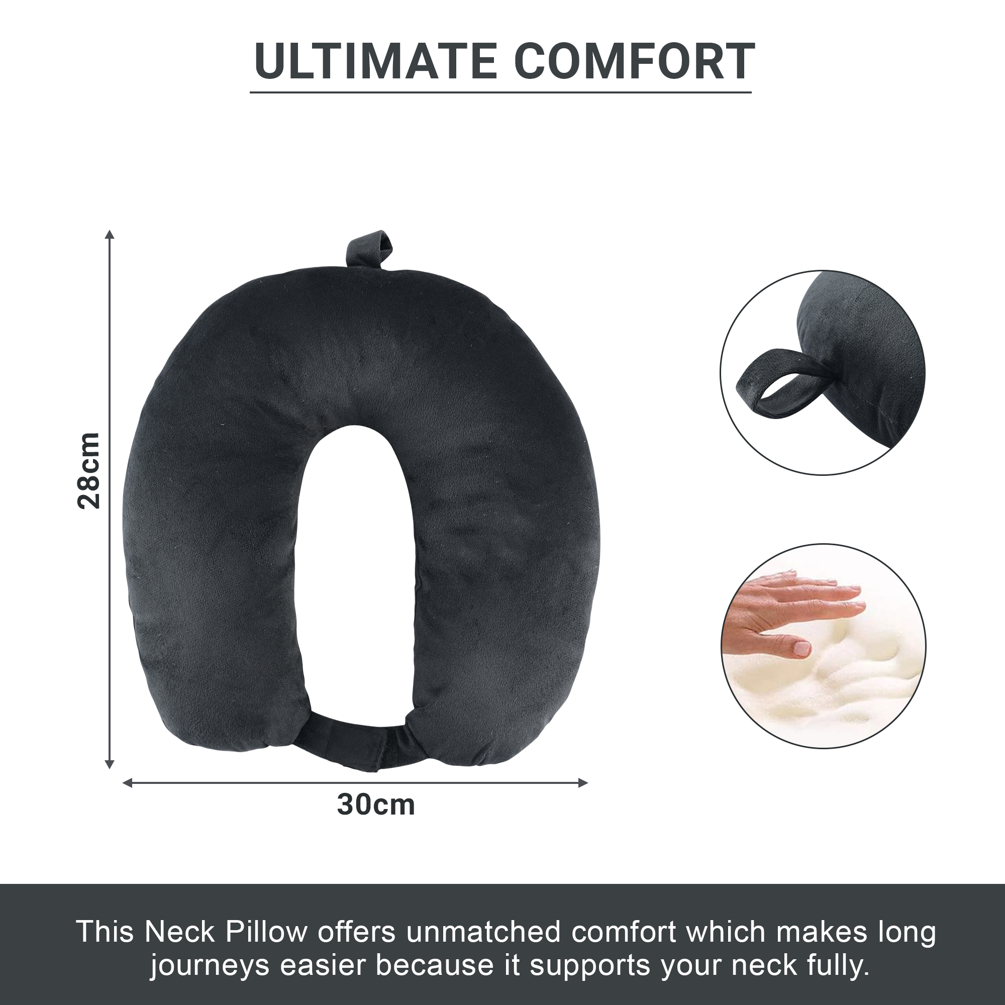 Neck Pillow  Travel Pillow for Neck  Neck Rest Pillow  Neck Cushion Pillow for Car  Microfiber Pillow for Neck  Plain Black