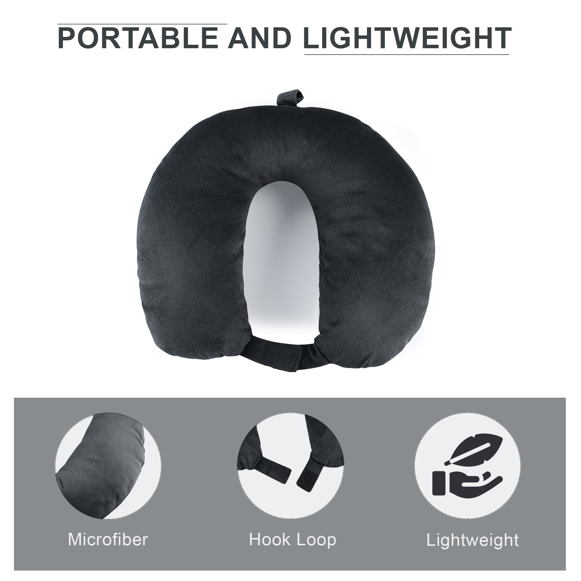 Neck Pillow  Travel Pillow for Neck  Neck Rest Pillow  Neck Cushion Pillow for Car  Microfiber Pillow for Neck  Plain Black