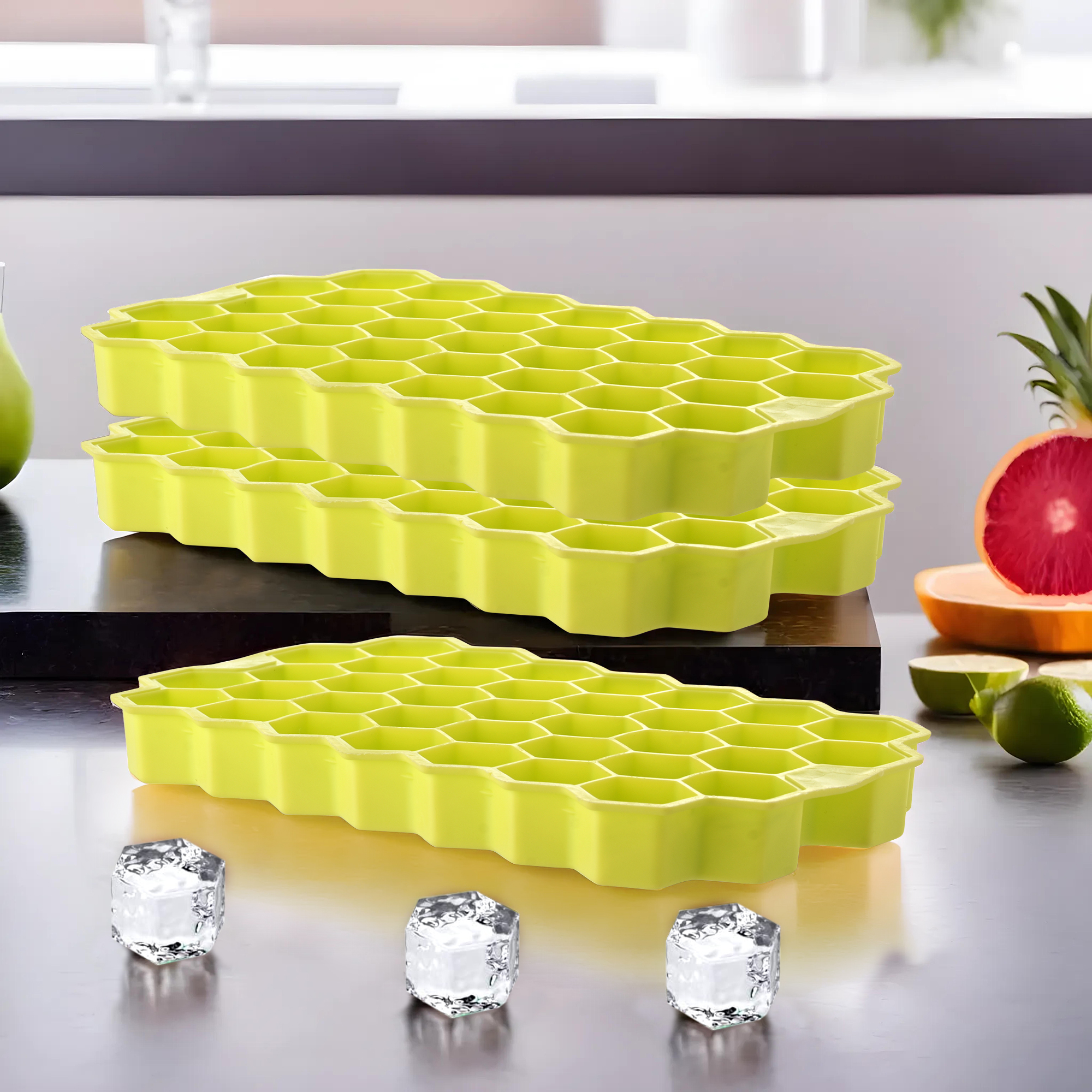 Kuber Industries  Ice Cube Tray  Silicone Molds for Kitchen  Chocolate Mould  Ice Trays For Freezer  Honeycomb Ice Cream Mould  Green