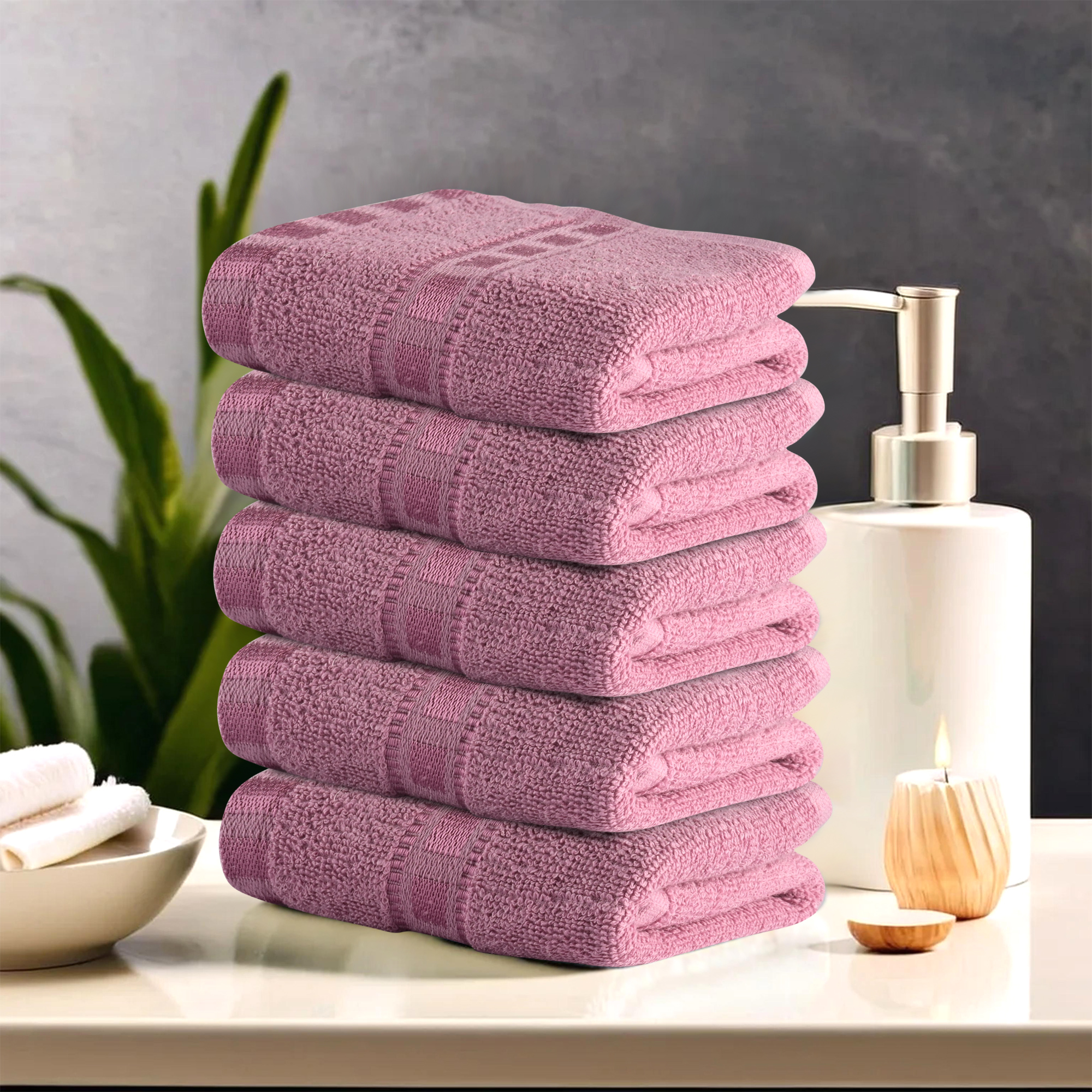 Kuber Industries Pack of 2 Cotton HandFace Towels For Men  Women  Easily Washable  Workout Gym Napkins For Men  Pocket Towel - Pink
