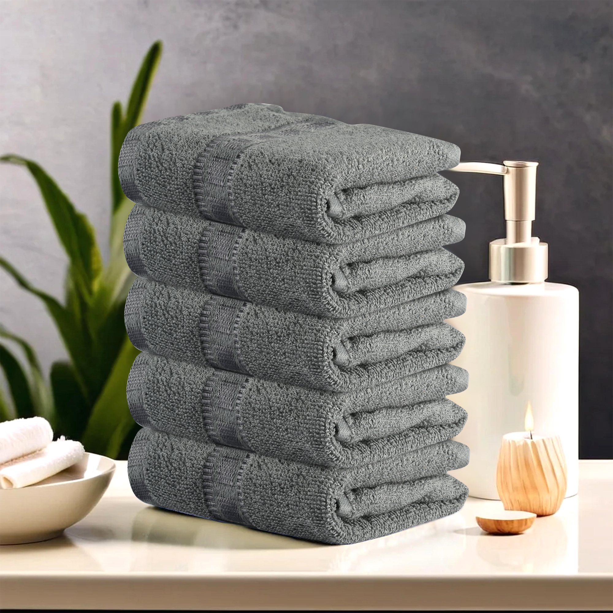 Kuber Industries Pack of 2 Cotton HandFace Towels For Men  Women  Easily Washable  Workout Gym Napkins For Men  Pocket Towel - Grey