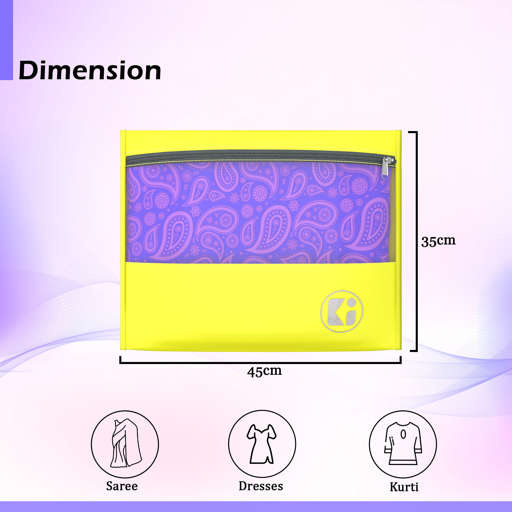 Kuber Industries Pack of 3 Waterproof Clothes Organizer  Saree  Dress Organizer For Wardrobe  Parachute Travel Storage Bag  Yellow
