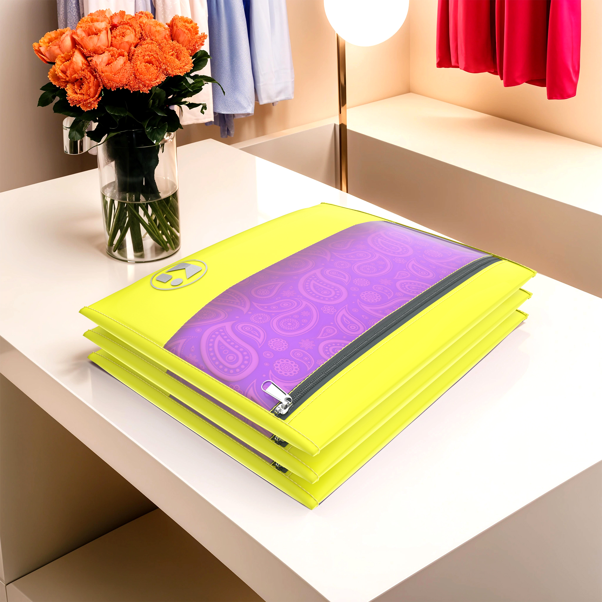 Kuber Industries Pack of 3 Waterproof Clothes Organizer  Saree  Dress Organizer For Wardrobe  Parachute Travel Storage Bag  Yellow