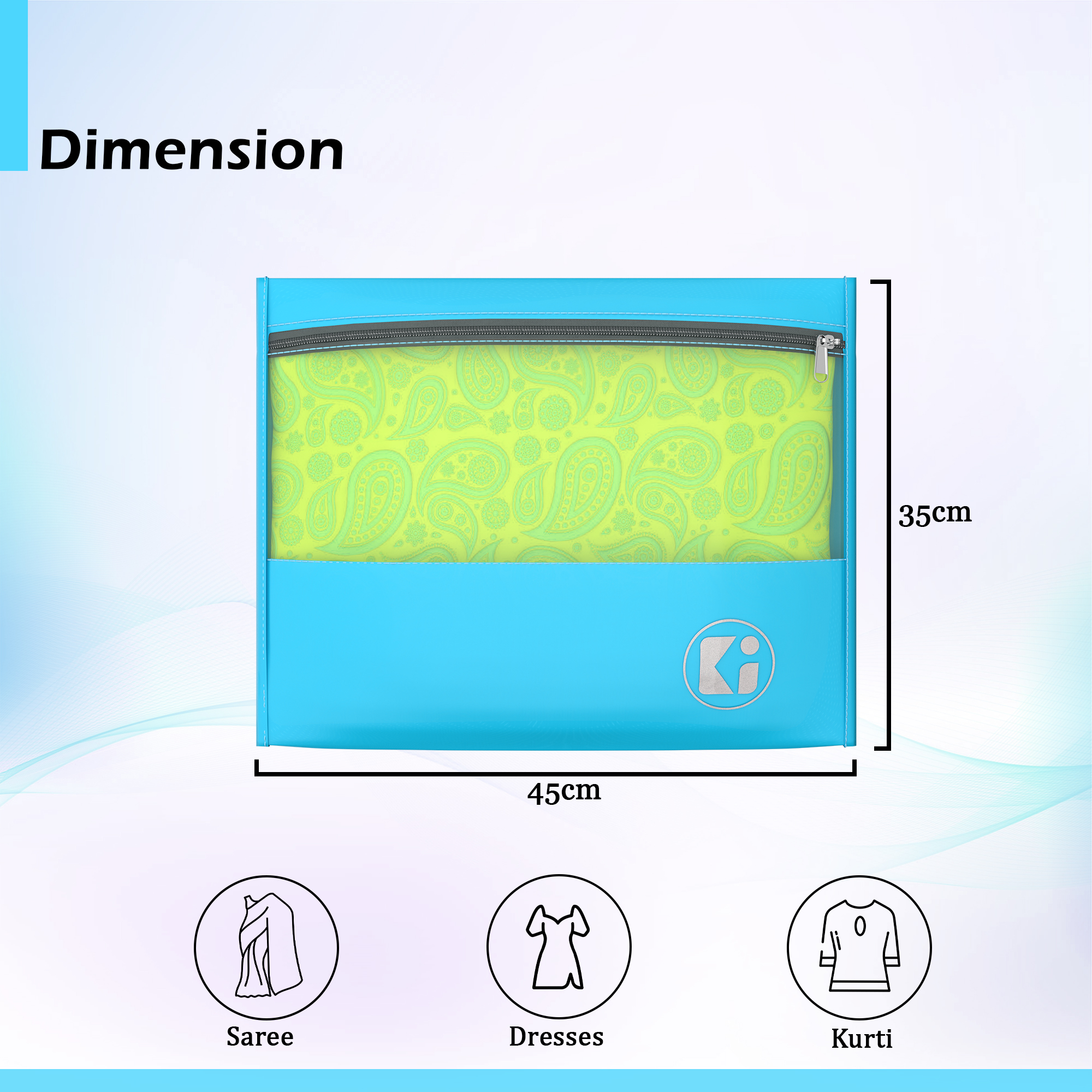 Kuber Industries Pack of 3 Waterproof Clothes Organizer  Saree  Dress Organizer For Wardrobe  Parachute Travel Storage Bag  Sky Blue