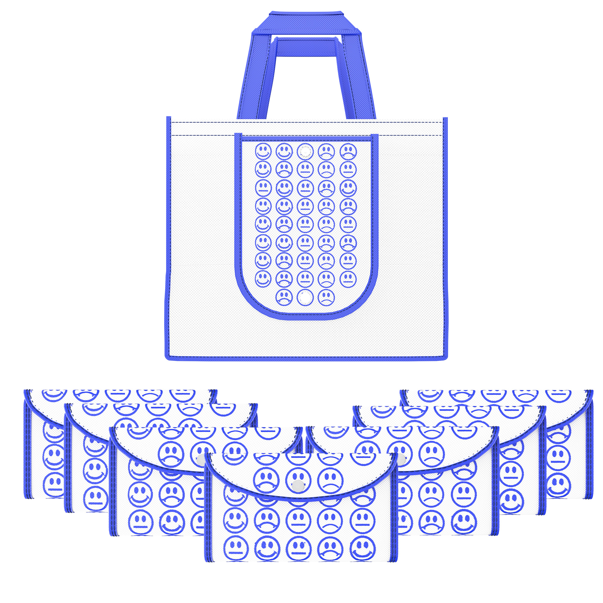 Kuber Industries  Foldable Shopping Bags For Women  GroceryVegetable Bags For Market  JholaThela  Daily Use Bags  Smile- White  Blue