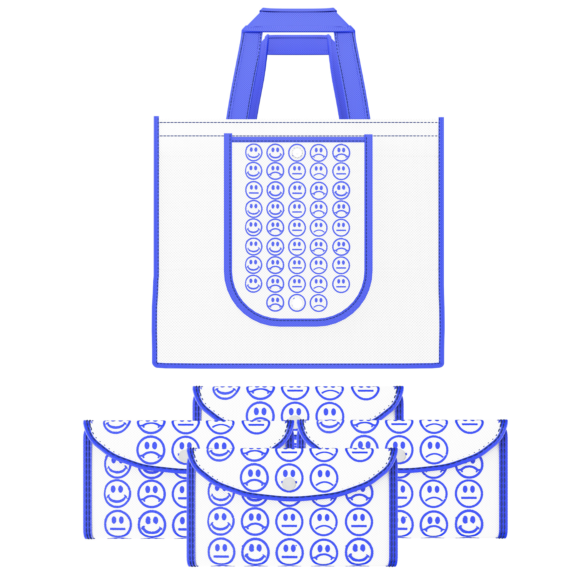 Kuber Industries  Foldable Shopping Bags For Women  GroceryVegetable Bags For Market  JholaThela  Daily Use Bags  Smile- White  Blue