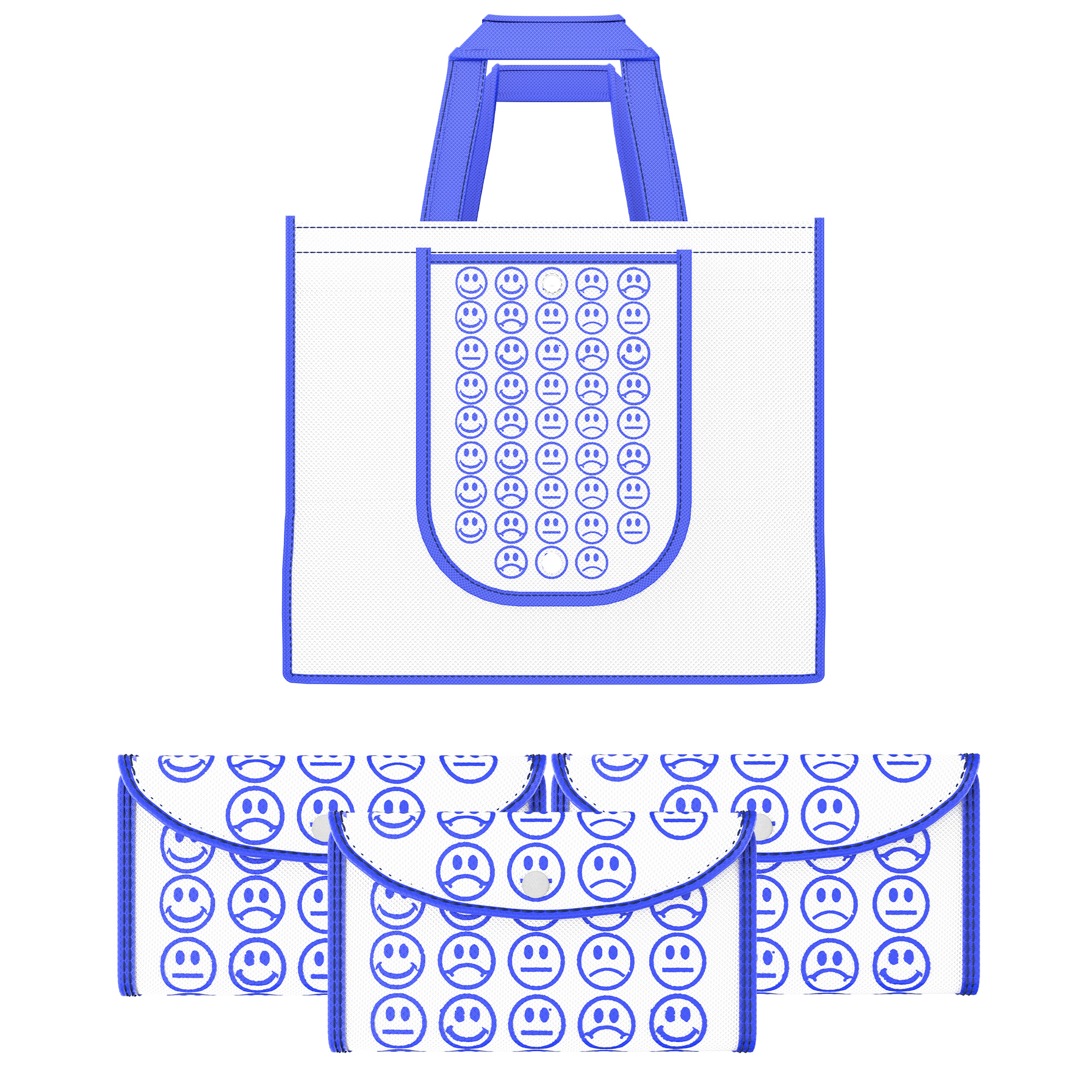 Kuber Industries  Foldable Shopping Bags For Women  GroceryVegetable Bags For Market  JholaThela  Daily Use Bags  Smile- White  Blue