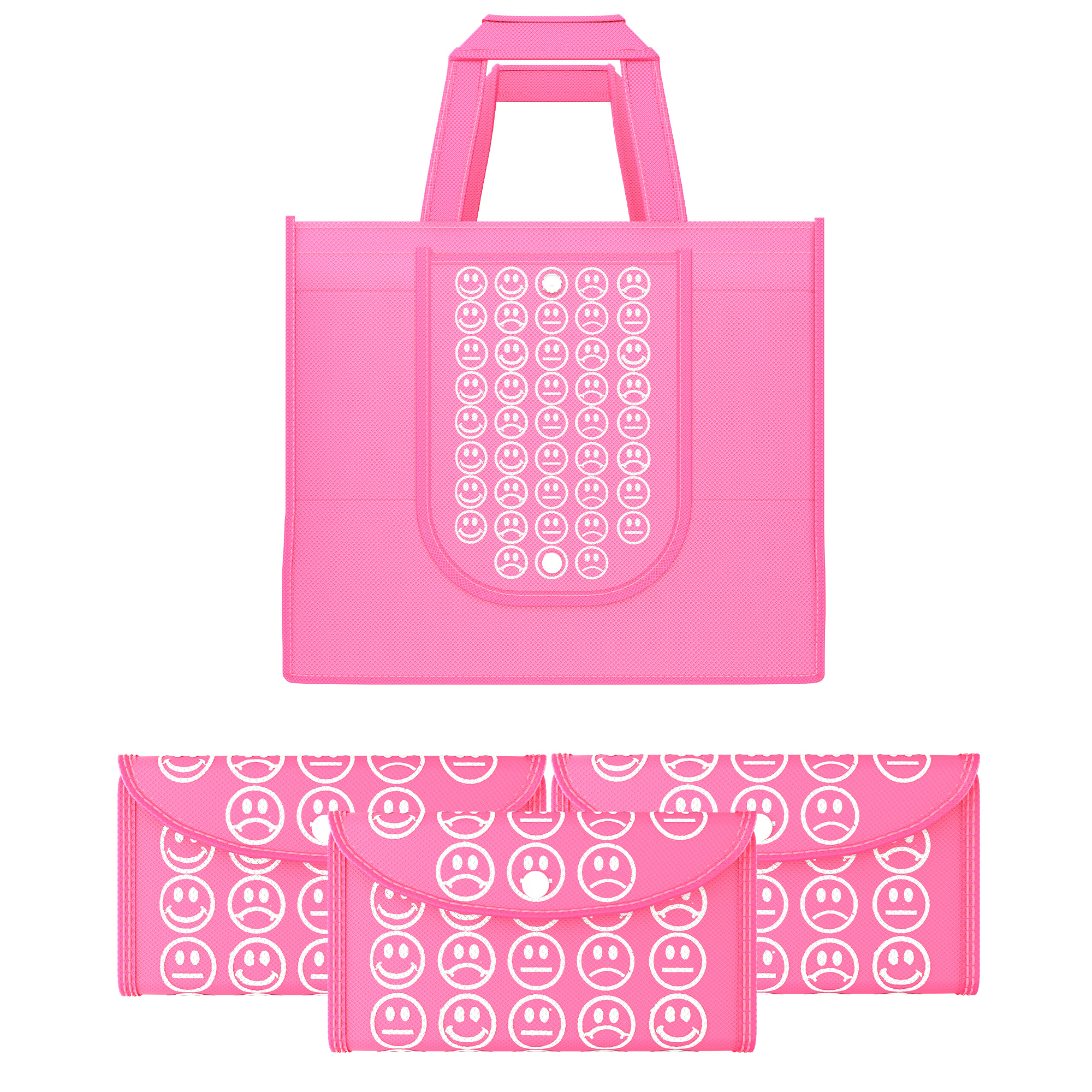 Kuber Industries  Foldable Shopping Bags For Women  GroceryVegetable Bags For Market  JholaThela  Daily Use Bags  Smile- Pink