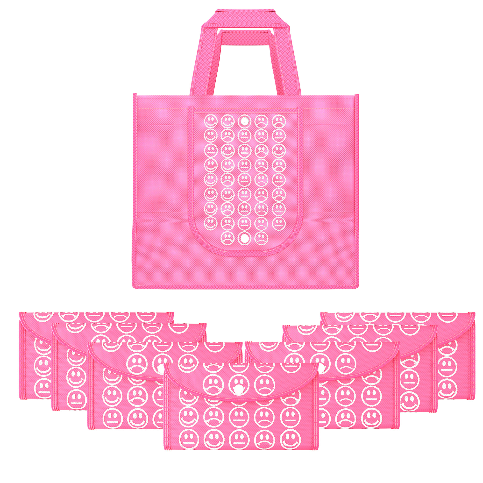 Kuber Industries  Foldable Shopping Bags For Women  GroceryVegetable Bags For Market  JholaThela  Daily Use Bags  Smile- Pink