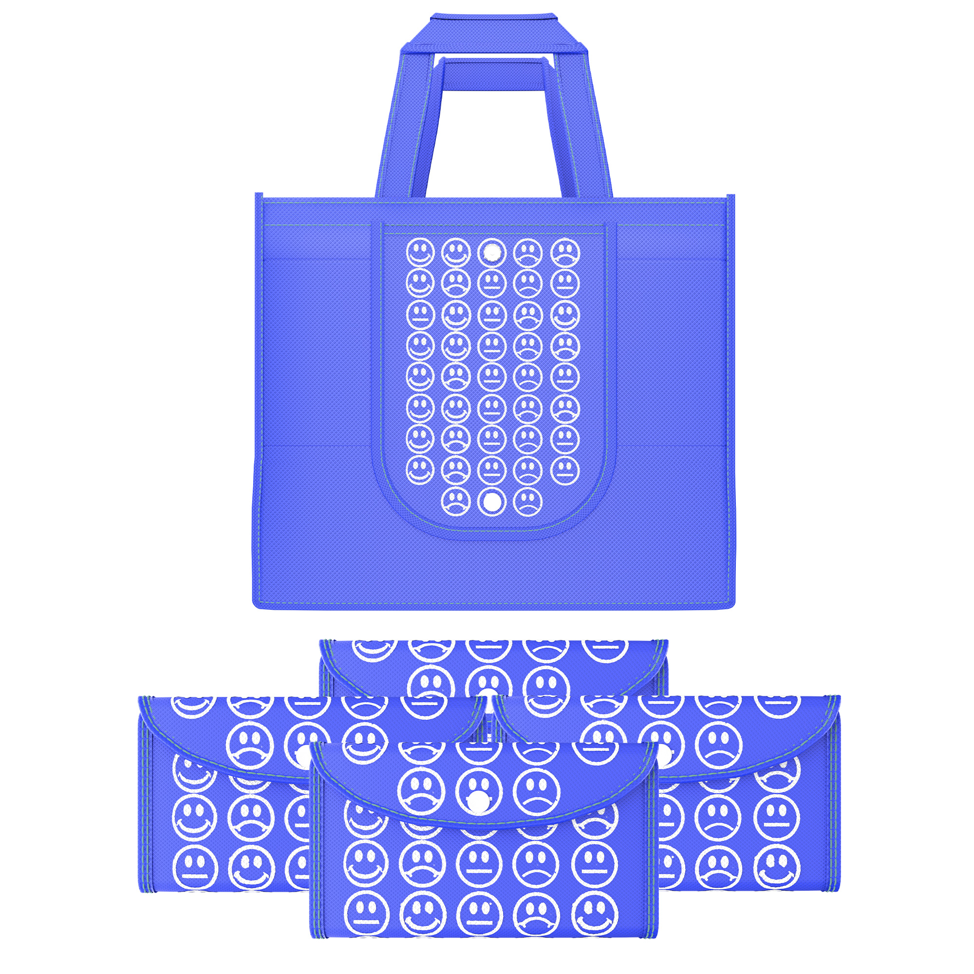 Kuber Industries  Foldable Shopping Bags For Women  GroceryVegetable Bags For Market  JholaThela  Daily Use Bags  Smile- Dark Blue