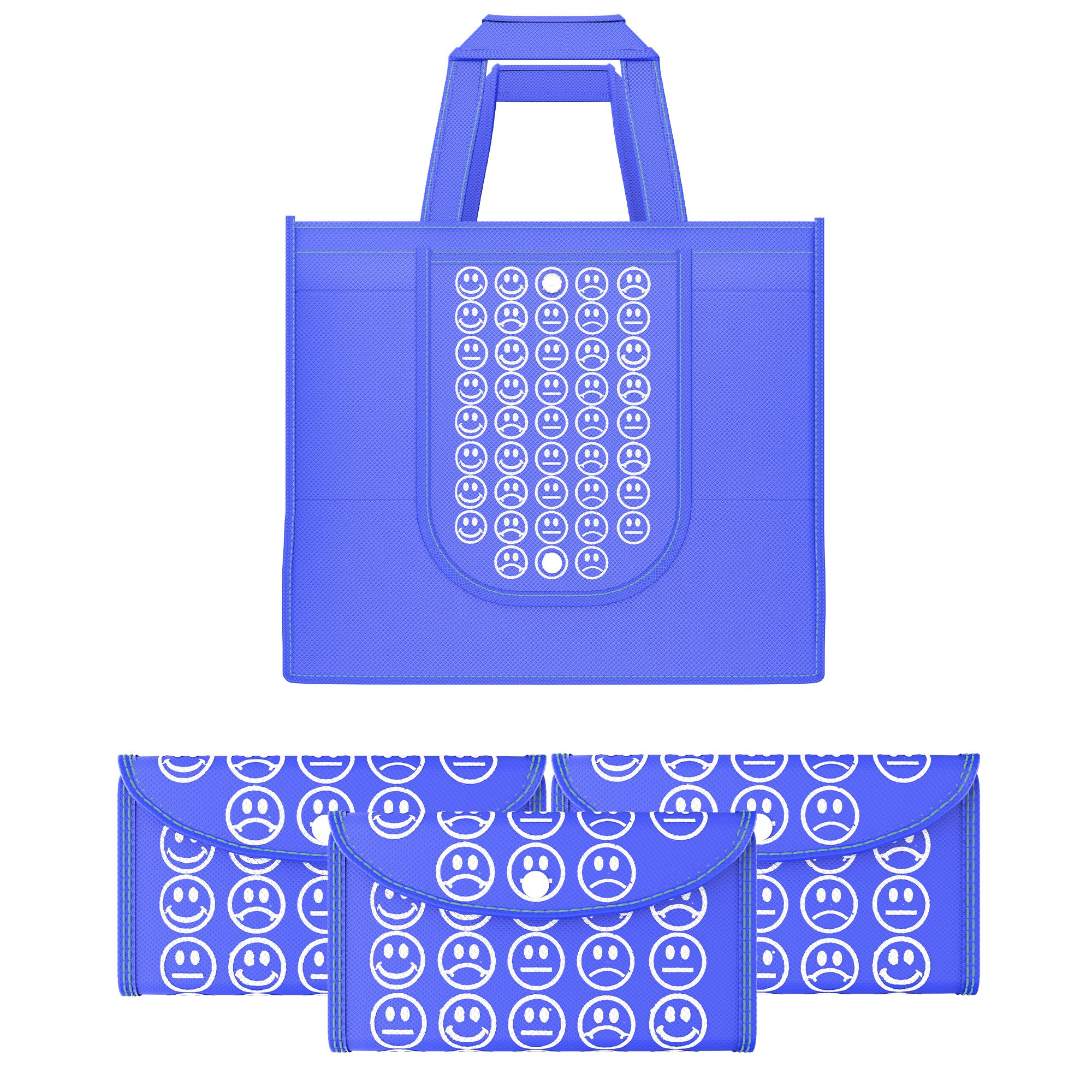 Kuber Industries  Foldable Shopping Bags For Women  GroceryVegetable Bags For Market  JholaThela  Daily Use Bags  Smile- Dark Blue