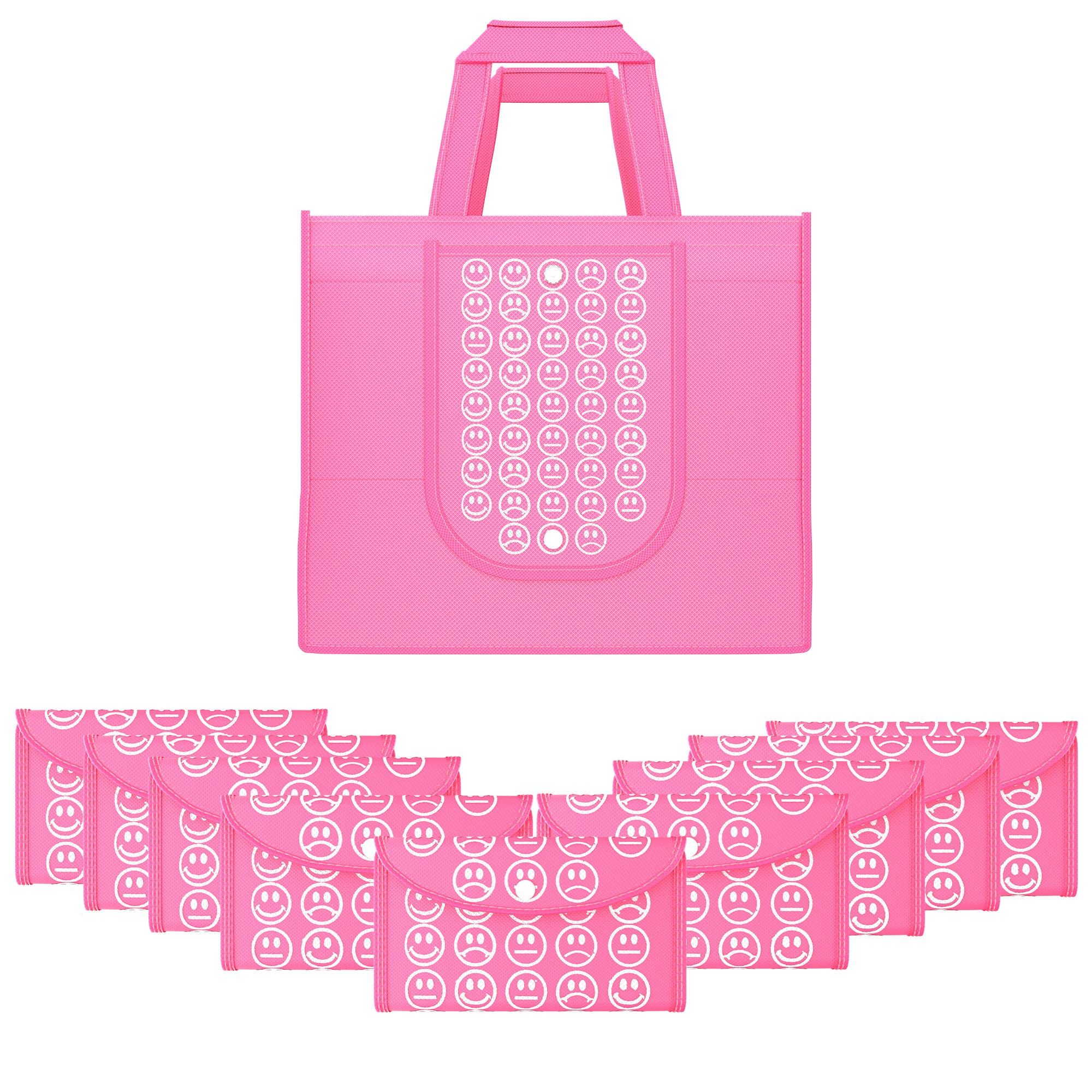 Kuber Industries  Foldable Shopping Bags For Women  GroceryVegetable Bags For Market  JholaThela  Daily Use Bags  Smile- Pink