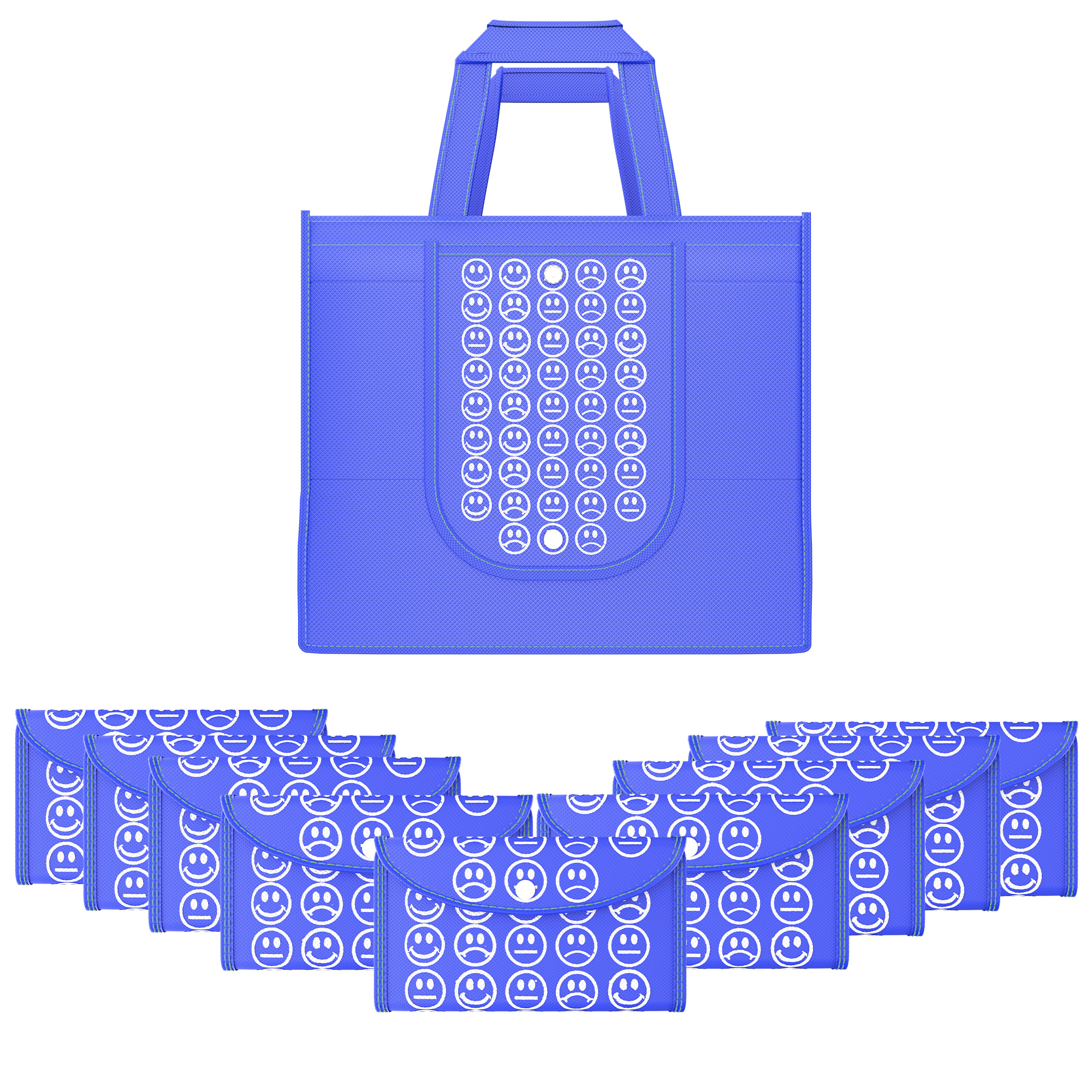 Kuber Industries  Foldable Shopping Bags For Women  GroceryVegetable Bags For Market  JholaThela  Daily Use Bags  Smile- Dark Blue