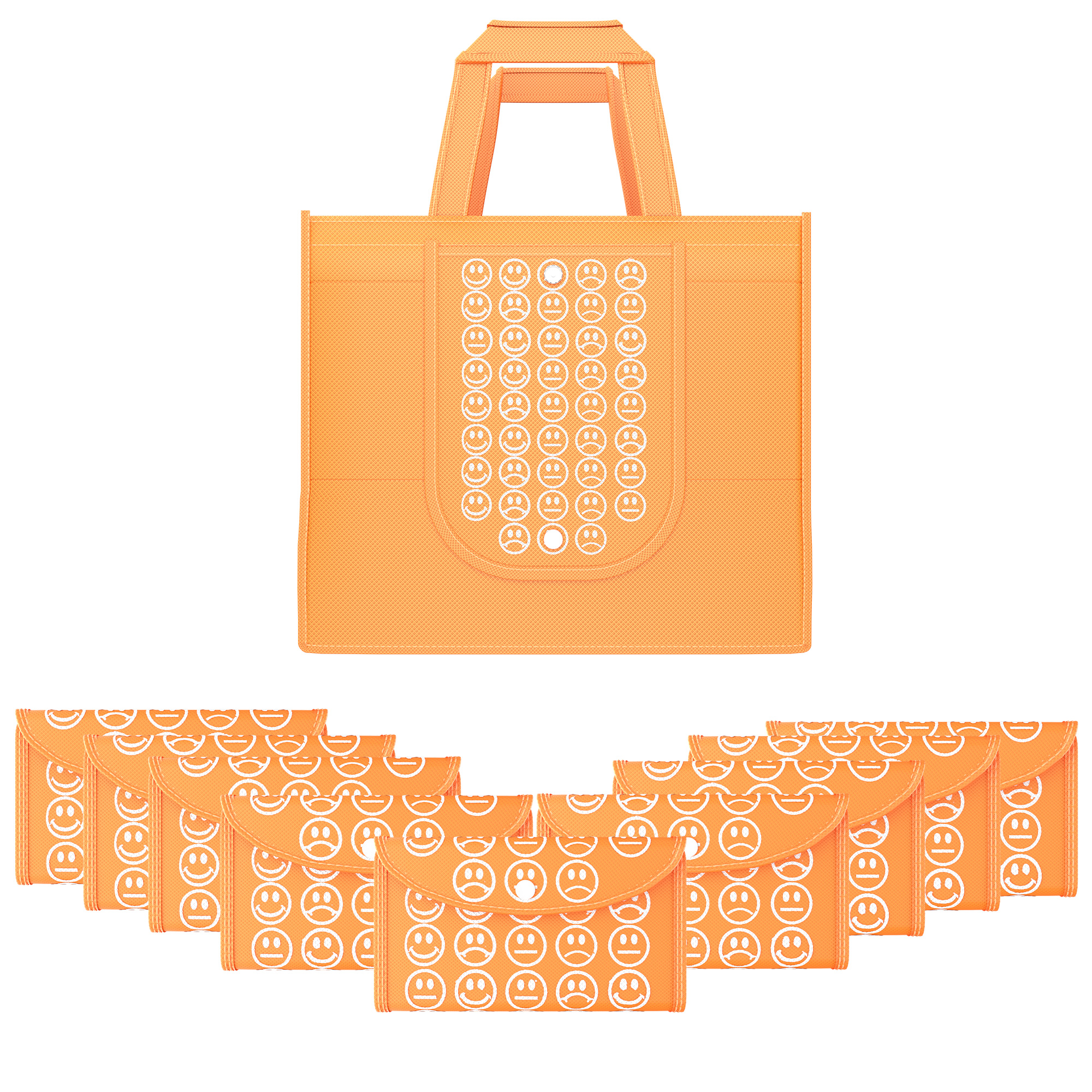 Kuber Industries  Foldable Shopping Bags For Women  GroceryVegetable Bags For Market  JholaThela  Daily Use Bags  Smile- Orange
