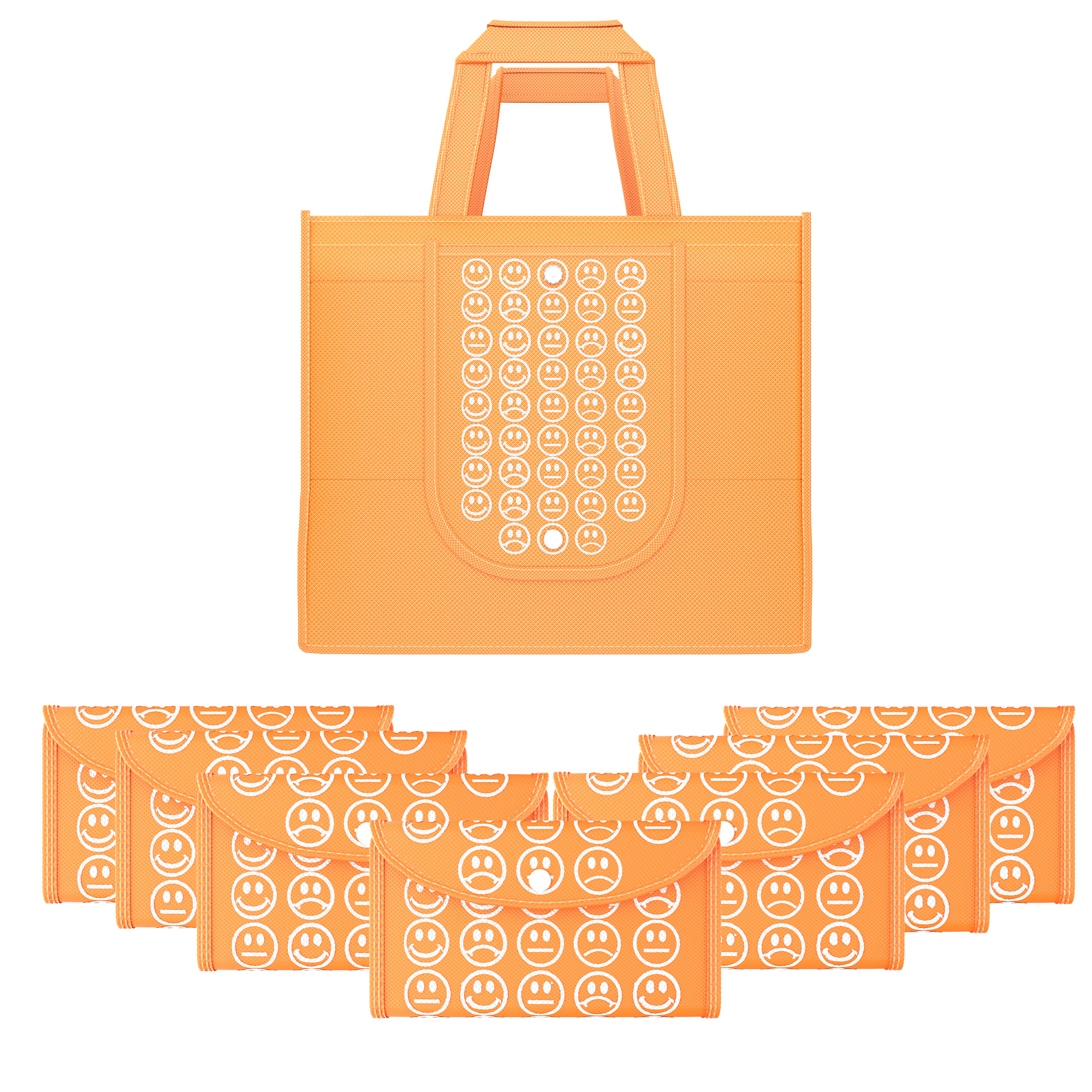 Kuber Industries  Foldable Shopping Bags For Women  GroceryVegetable Bags For Market  JholaThela  Daily Use Bags  Smile- Orange