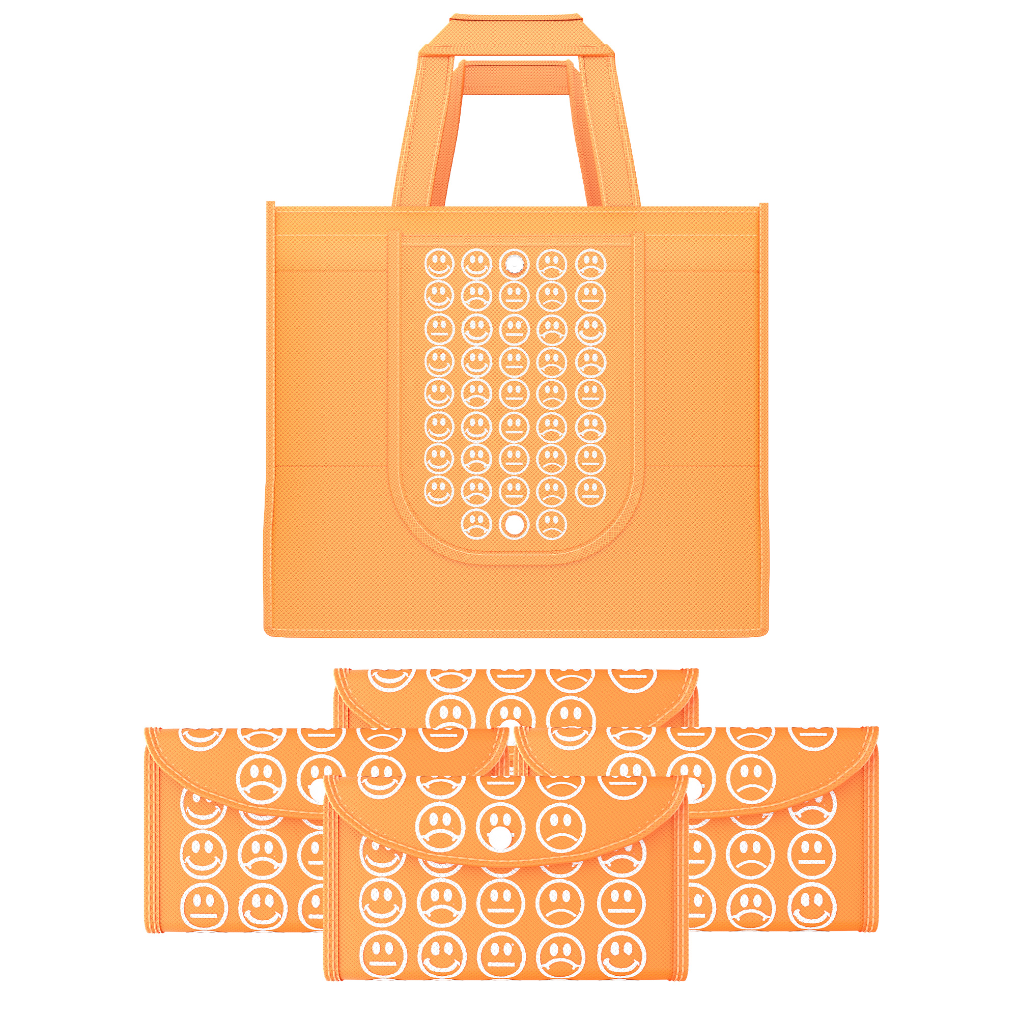 Kuber Industries  Foldable Shopping Bags For Women  GroceryVegetable Bags For Market  JholaThela  Daily Use Bags  Smile- Orange
