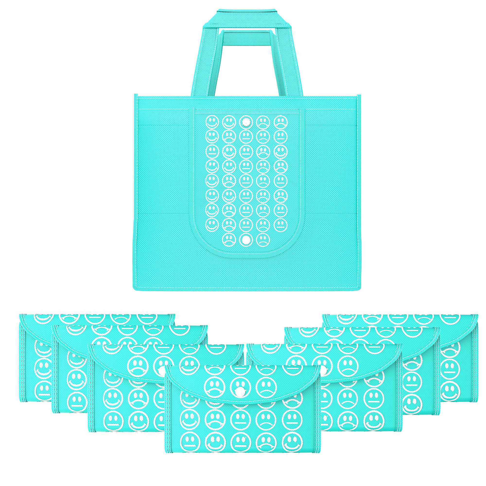 Kuber Industries  Foldable Shopping Bags For Women  GroceryVegetable Bags For Market  JholaThela  Daily Use Bags  Smile- Blue