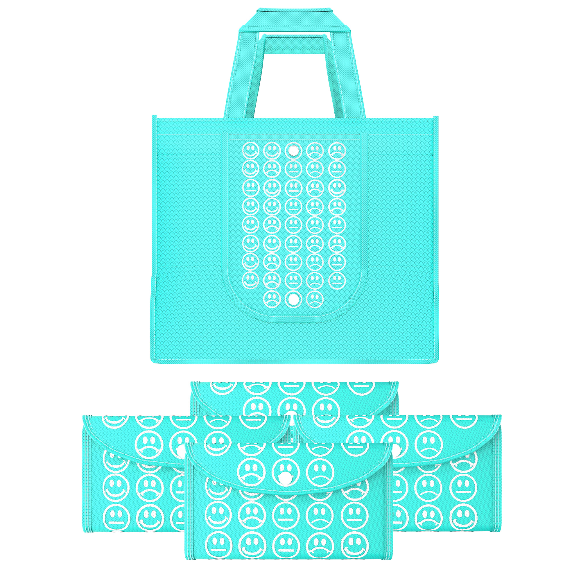 Kuber Industries  Foldable Shopping Bags For Women  GroceryVegetable Bags For Market  JholaThela  Daily Use Bags  Smile- Blue