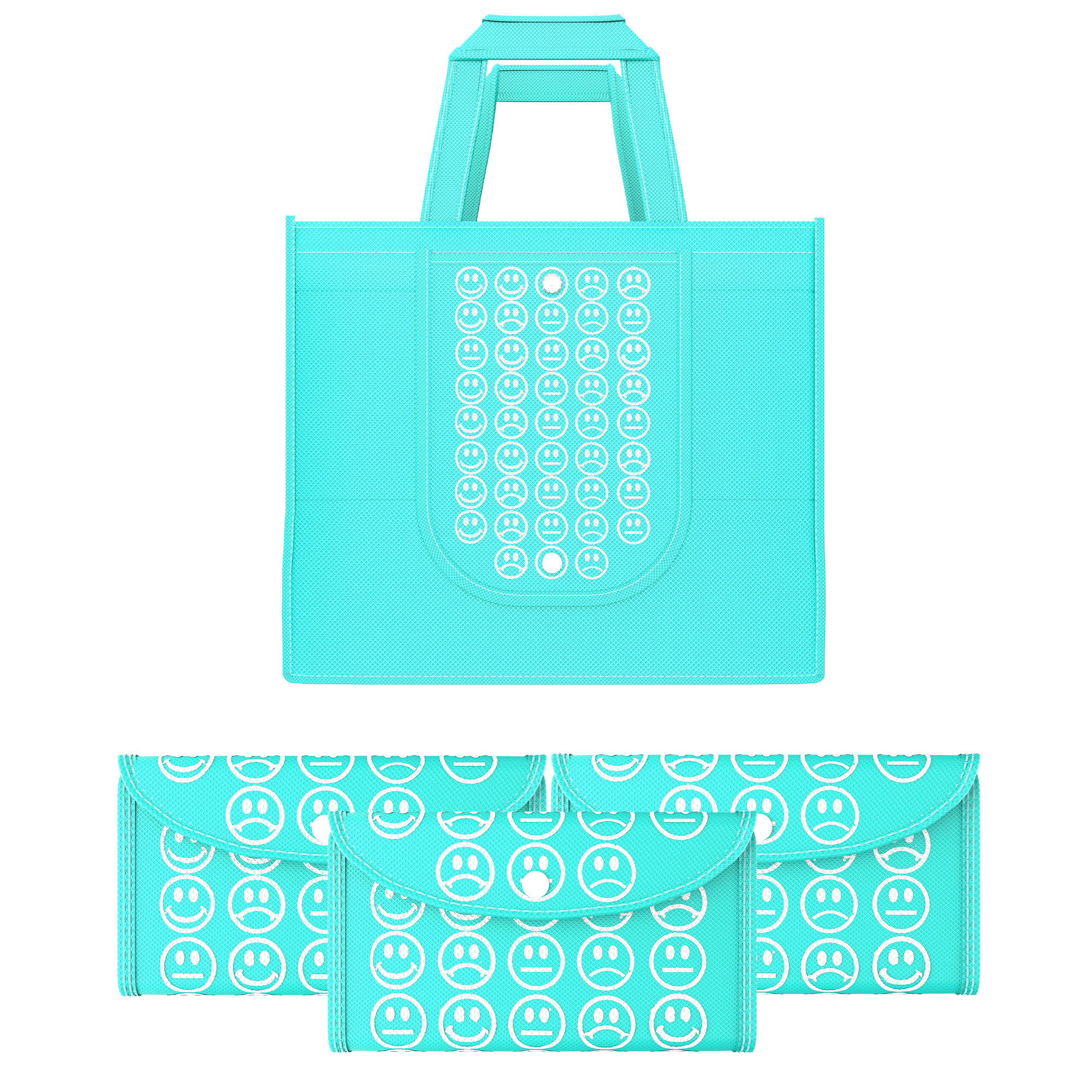 Kuber Industries  Foldable Shopping Bags For Women  GroceryVegetable Bags For Market  JholaThela  Daily Use Bags  Smile- Blue