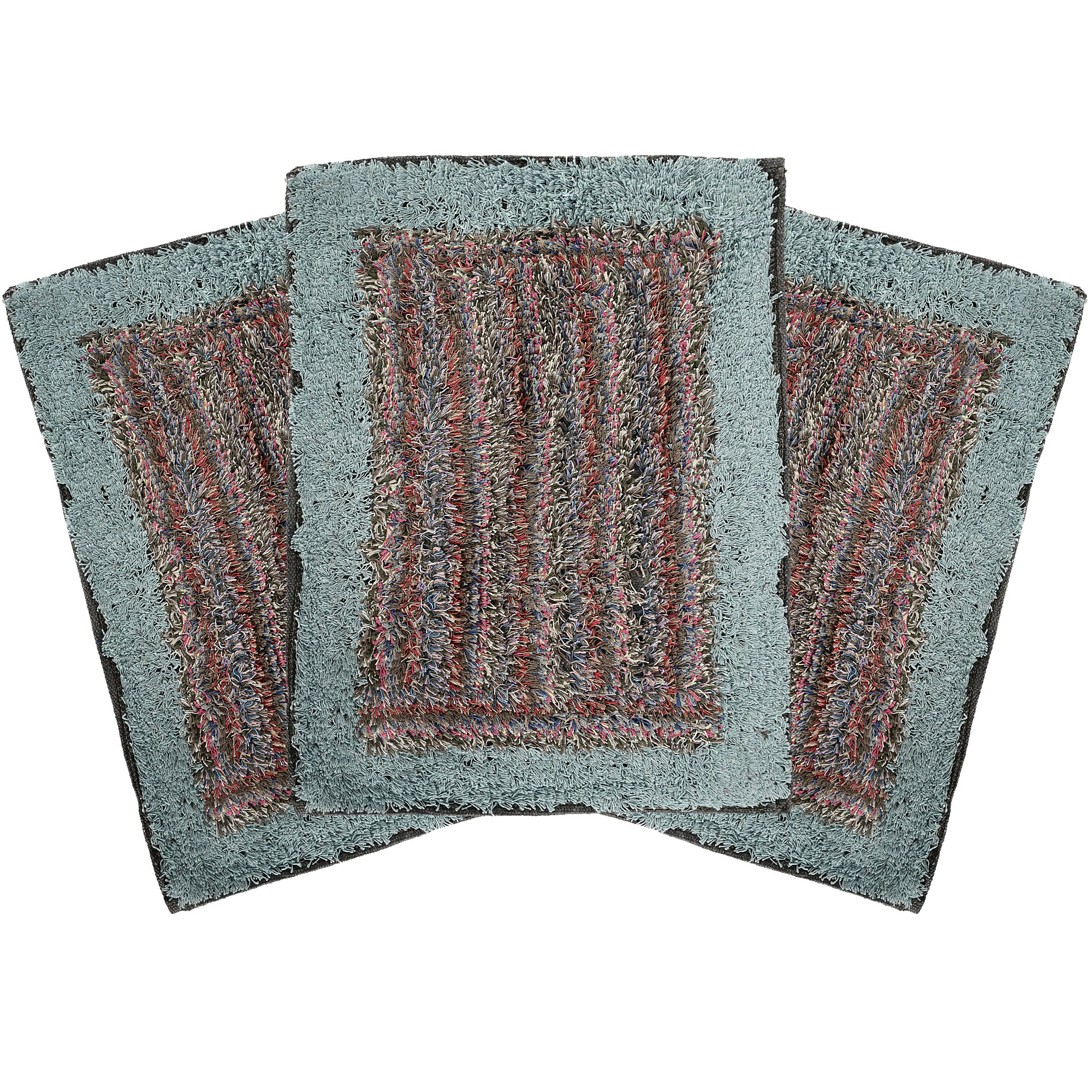 Kuber Industries Pack of 2 Water Absorbing Bathroom Mat  Anti-Slip Door Foot Mats for Home Decor  Kitchen Floor Perdan  Furry Design - Sky Blue