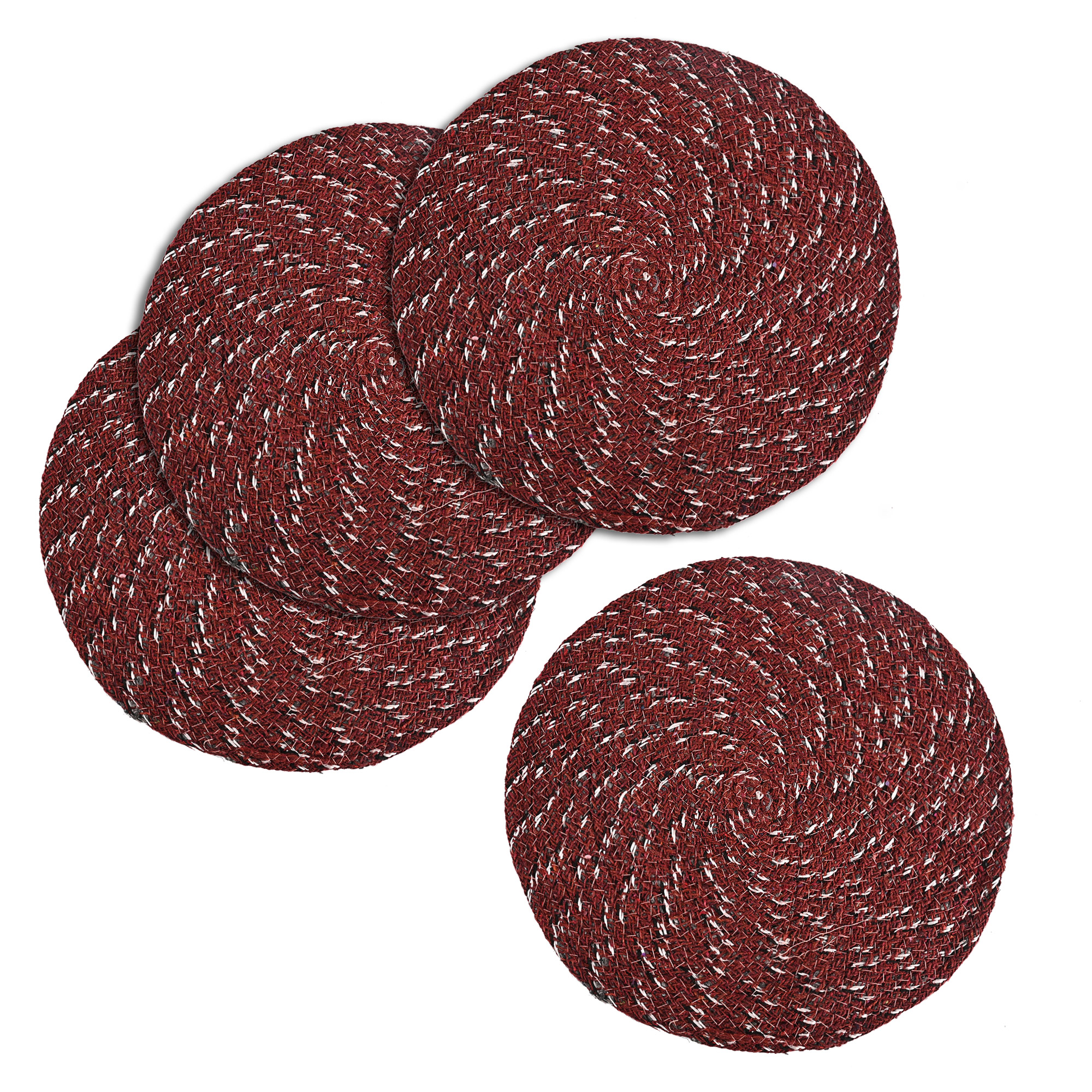 Kuber Industries  Durable Round Door Mats for Home  Living Room  15x15 Inches Rainy Season Mats for Floor  Footmats for Bedroom Kitchen  Balcony  Maroon