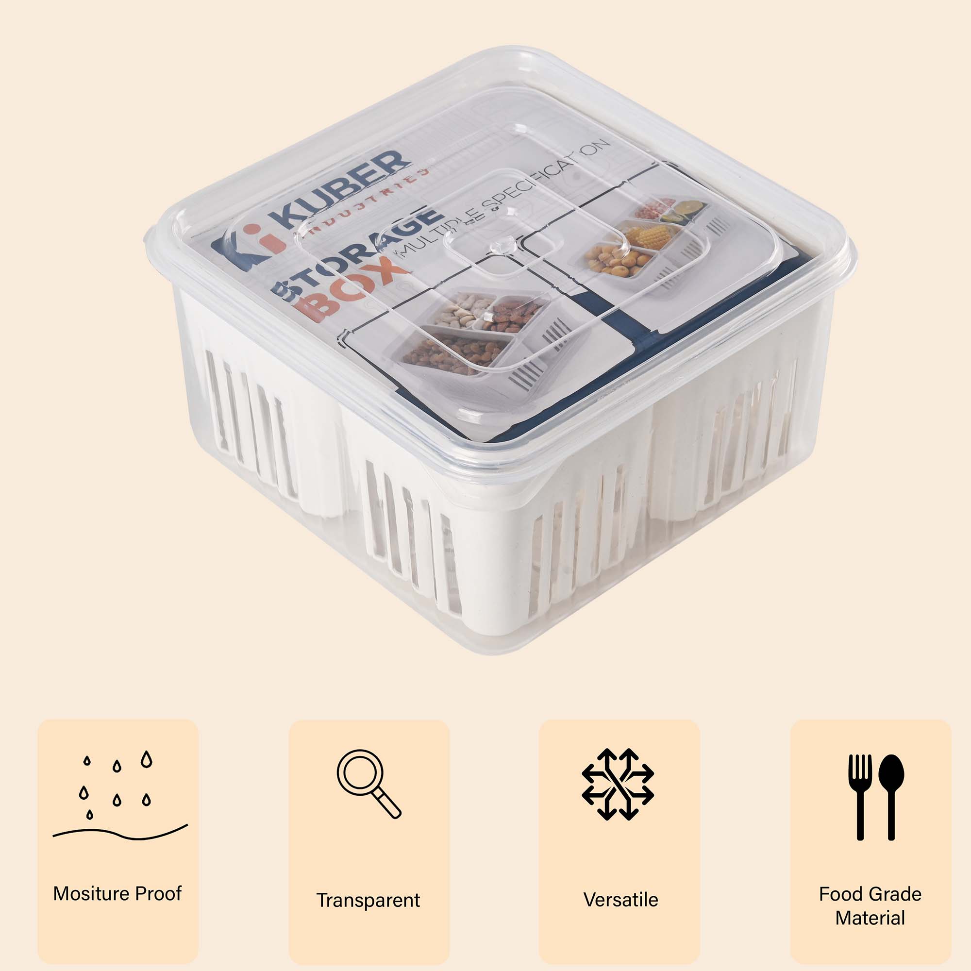Kuber Industries 3 Piece Fridge Organizers Storage Box Set  Chopped Vegetable  Grocery Container For Refrigerators  Drawer  Kitchen Accessories Items Box  Transparent White