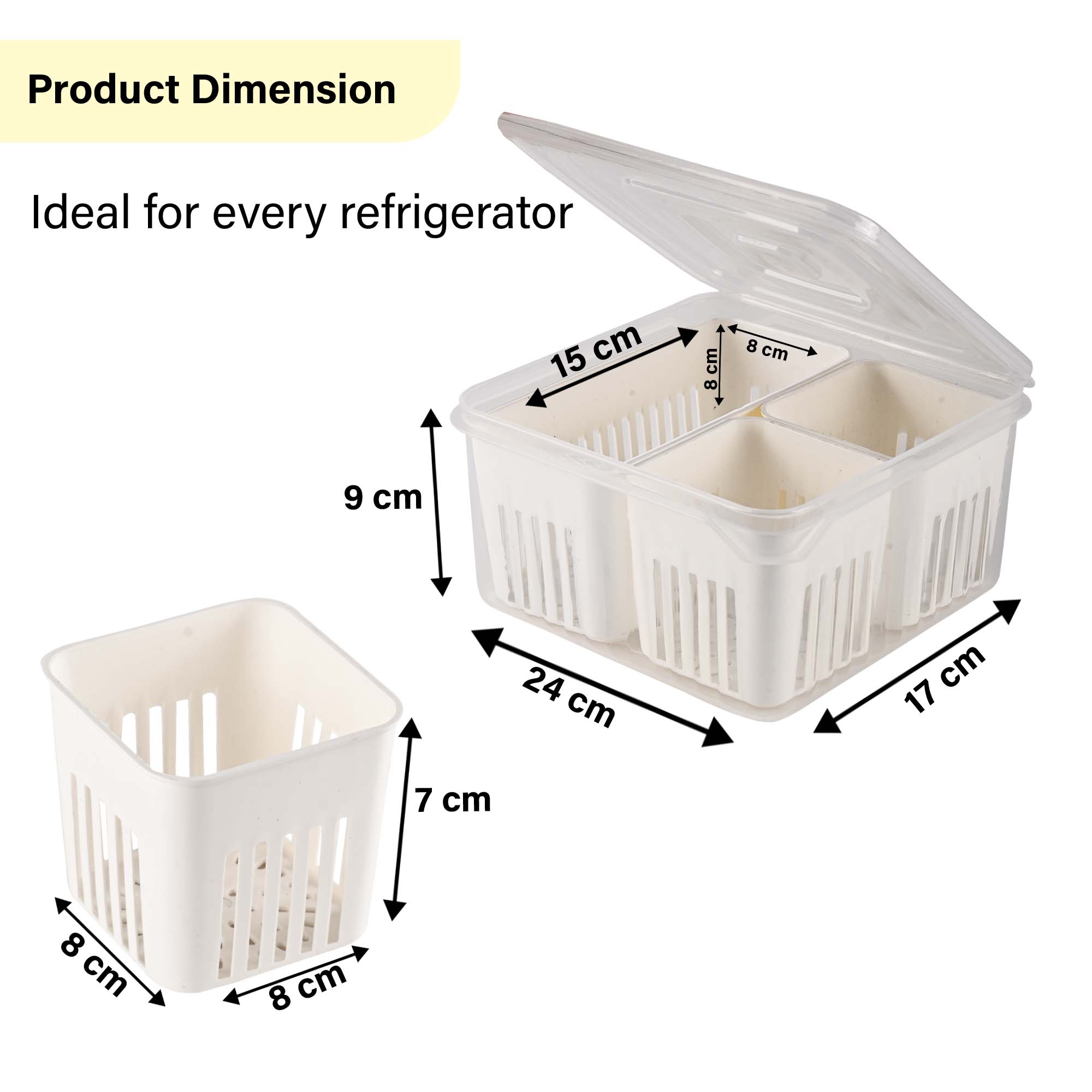 Kuber Industries 3 Piece Fridge Organizers Storage Box Set  Chopped Vegetable  Grocery Container For Refrigerators  Drawer  Kitchen Accessories Items Box  Transparent White