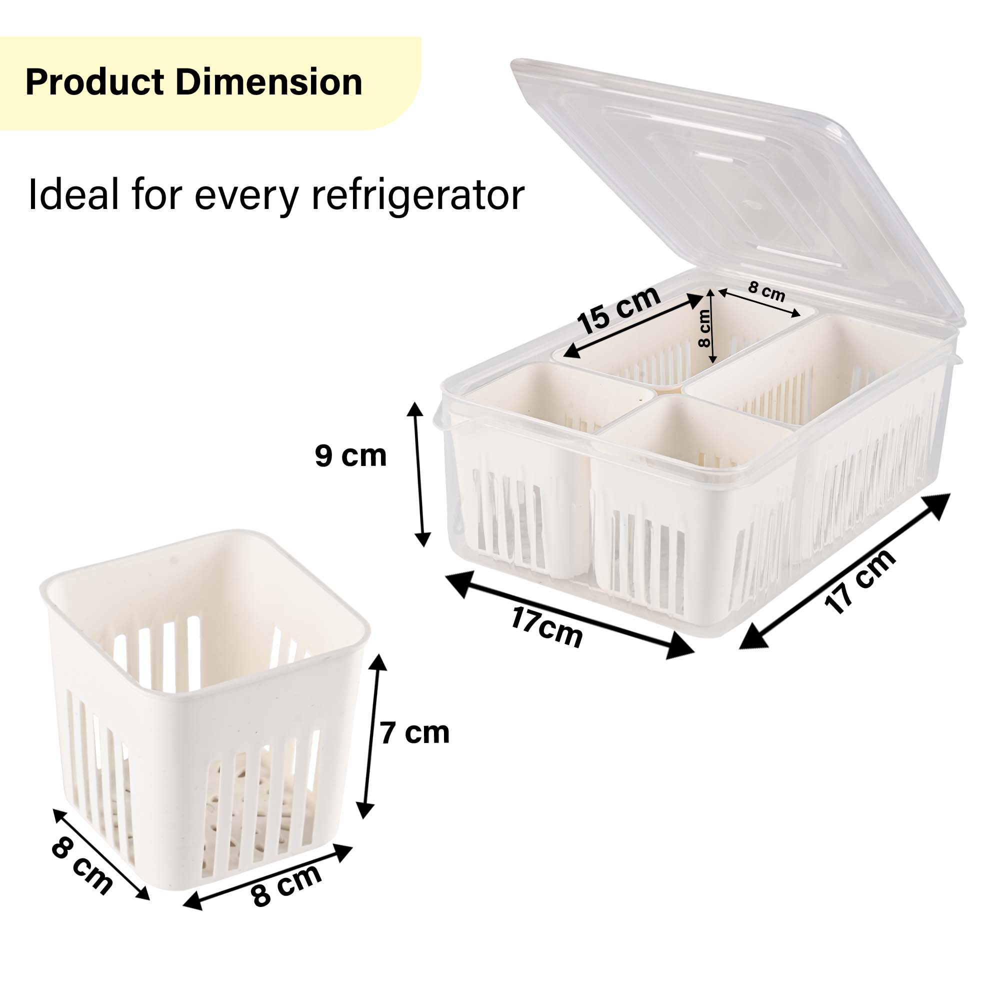 Kuber Industries 4 Piece Fridge Organizers Storage Box Set  Chopped Vegetable  Grocery Container For Refrigerators  Drawer  Kitchen Accessories Items Box  Transparent White