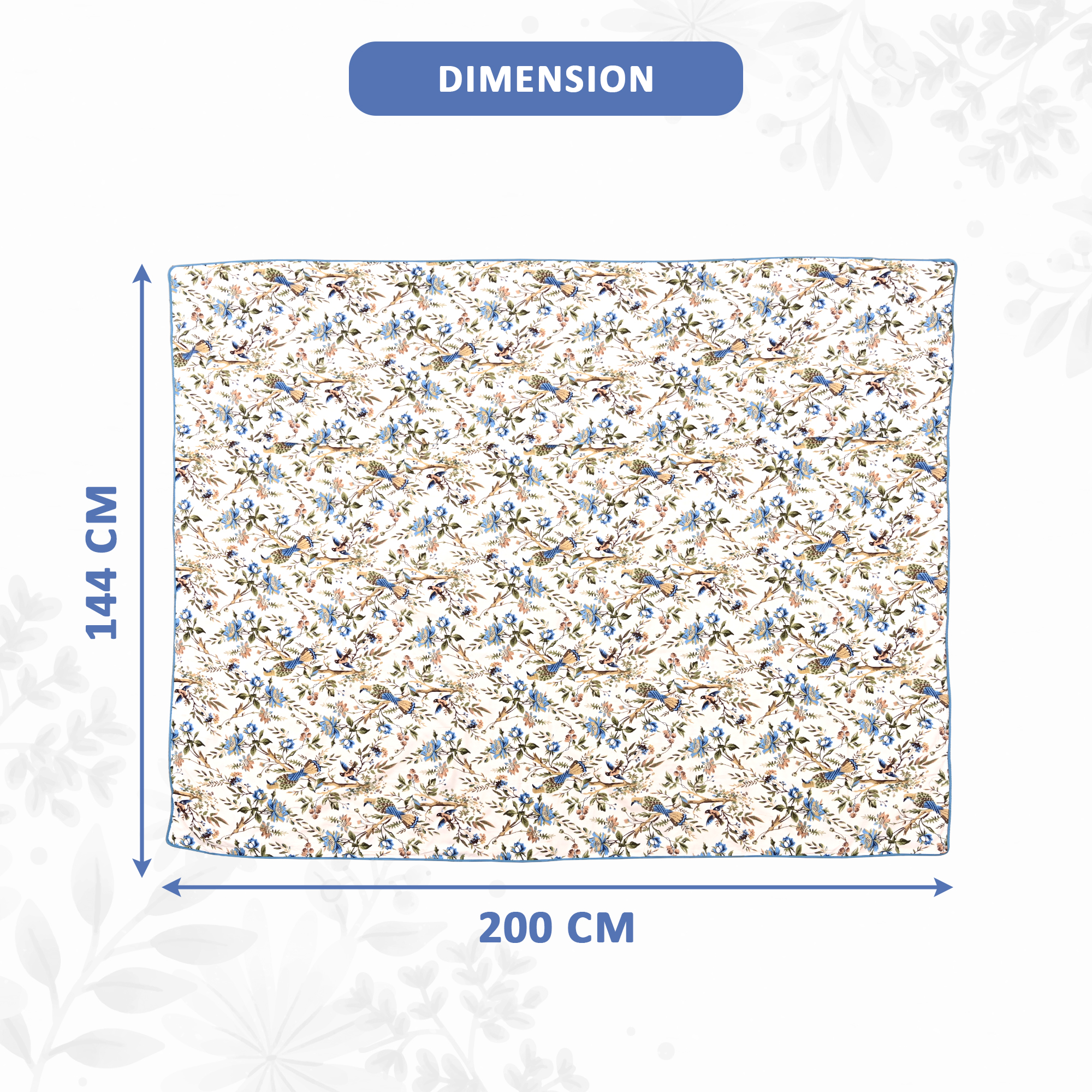 Kuber Industries Dohar Double Bed Cotton AC Blanket for Summer  Lightweight Comforter Winter Rajai Bird Print Dohar - Blue  White