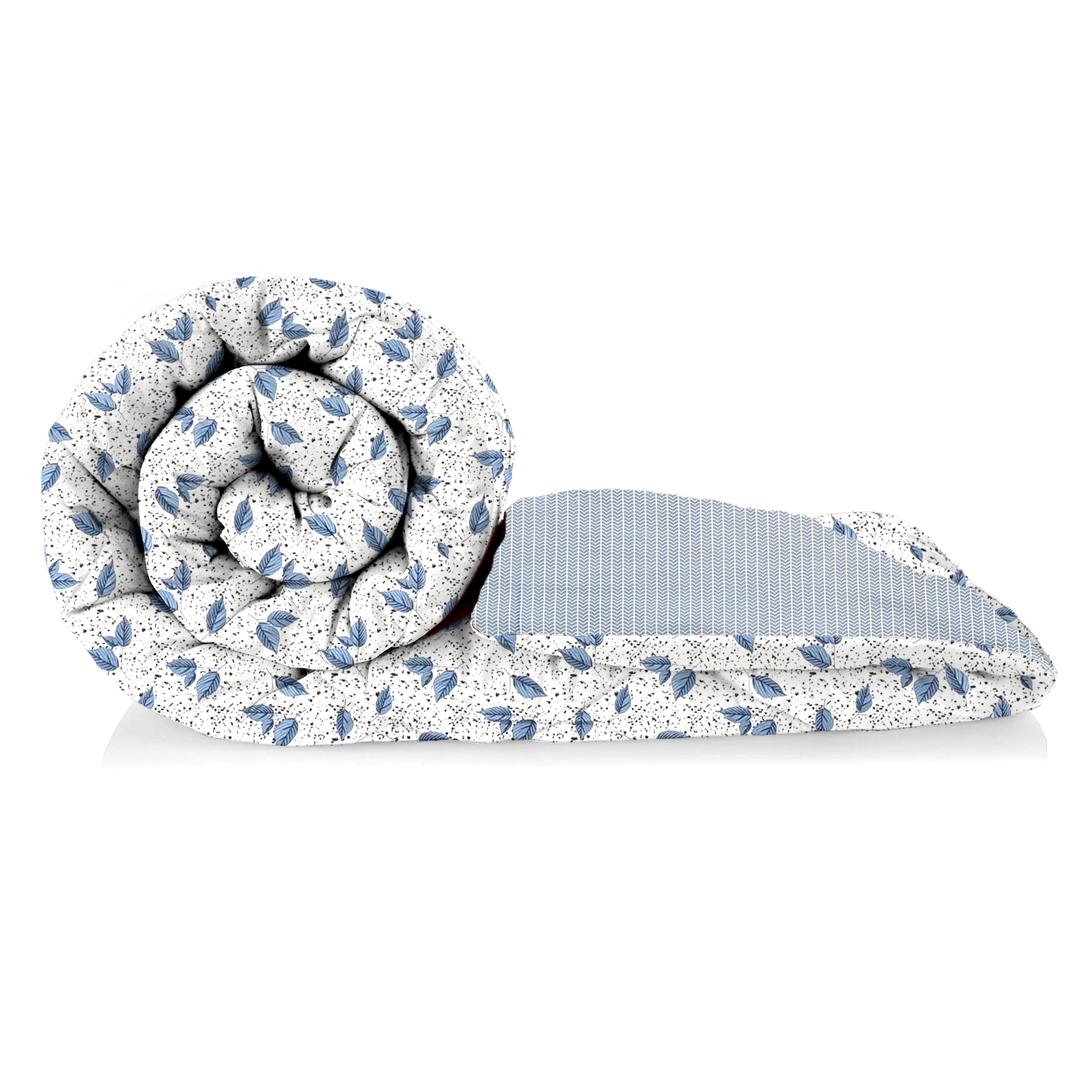 Kuber Industries Dohar Double Bed Cotton AC Blanket for Summer  Lightweight Comforter Winter Rajai Leaf Print Dohar - White  Blue
