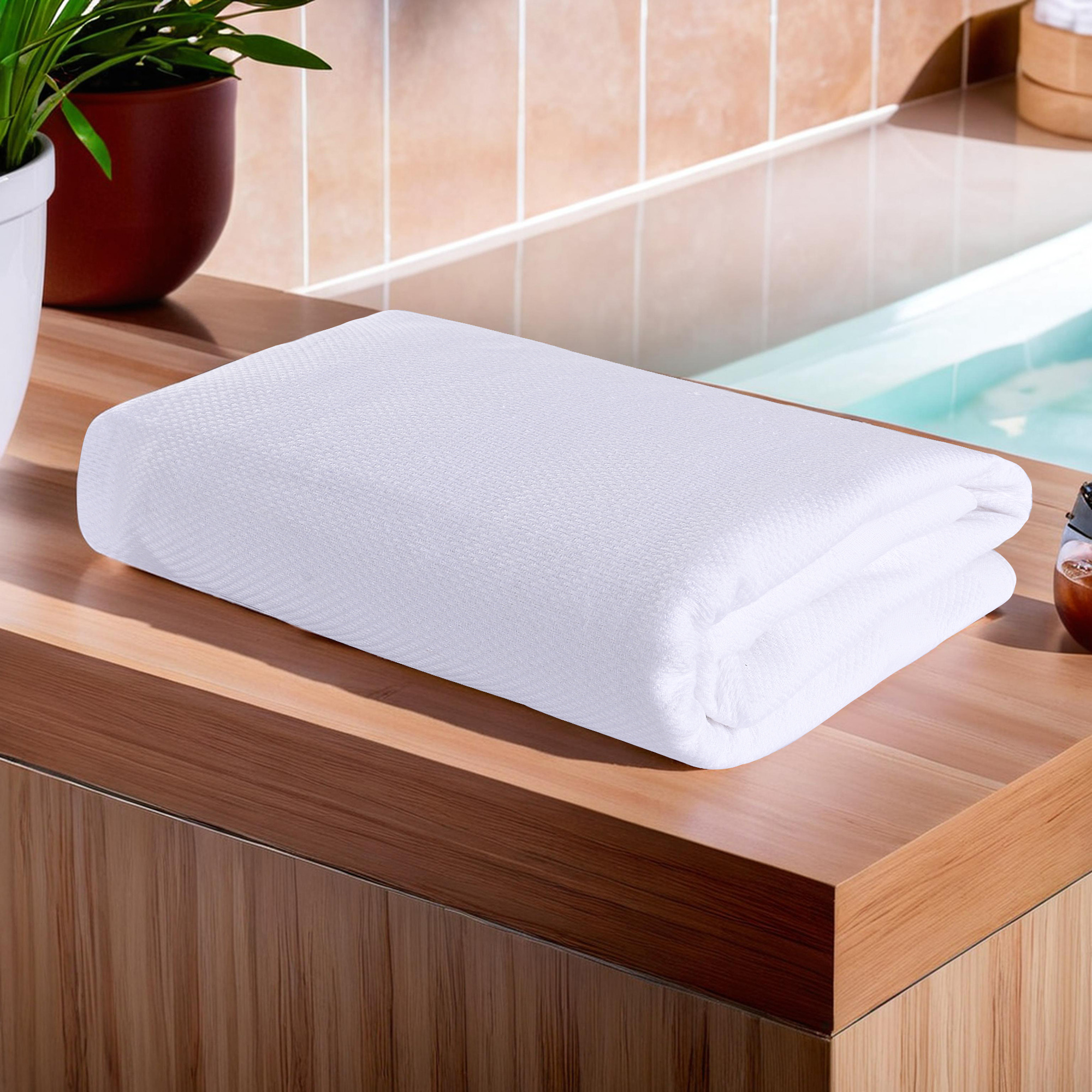Kuber Industries Cotton Bath Towel for Women  Super Soft Swimming  Bathing Towel  30x60 Inch  Travel Cotton Towel  Gamcha  White