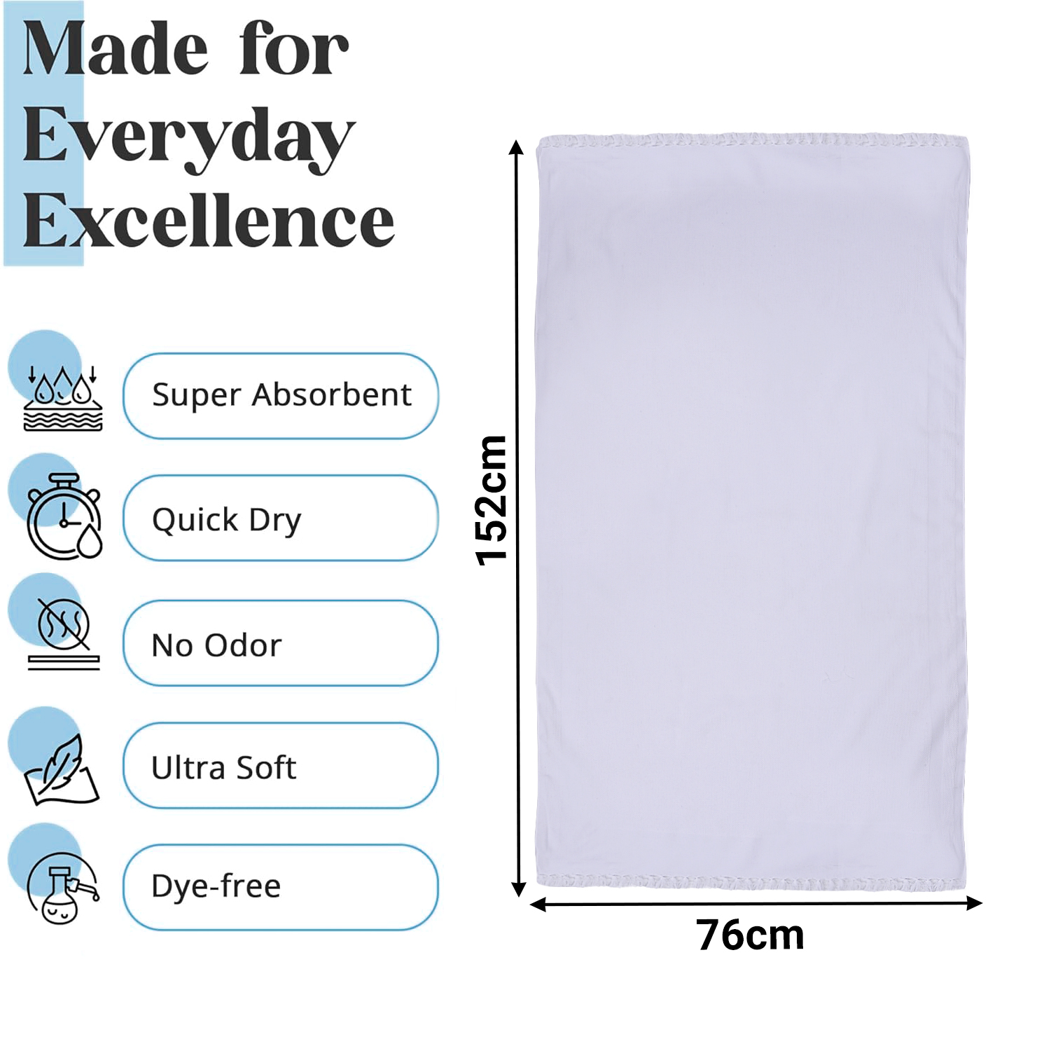 Kuber Industries Cotton Bath Towel for Women  Super Soft Swimming  Bathing Towel  30x60 Inch  Travel Cotton Towel  Gamcha  White