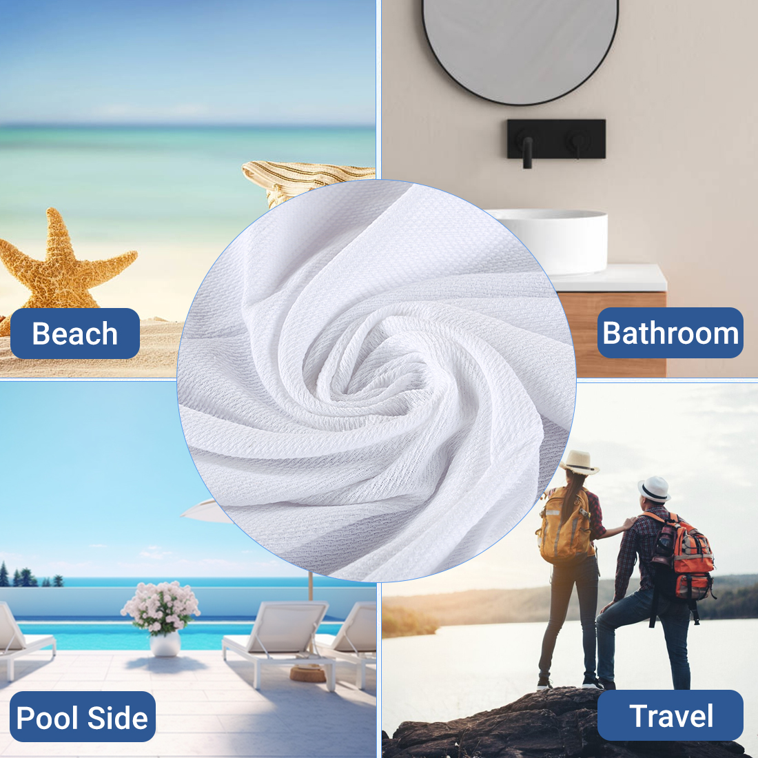 Kuber Industries Cotton Bath Towel for Women  Super Soft Swimming  Bathing Towel  30x60 Inch  Travel Cotton Towel  Gamcha  White