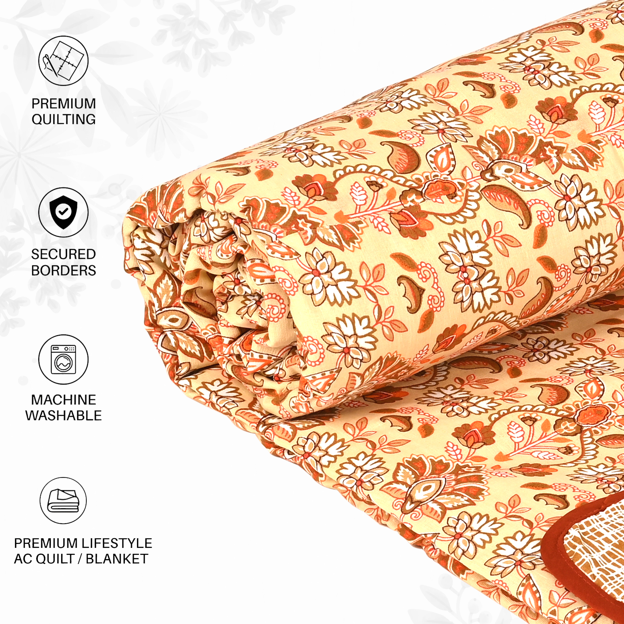Kuber Industries Dohar Double Bed Cotton AC Blanket for Summer  Lightweight Comforter Winter Rajai Printed Dohar - Orange