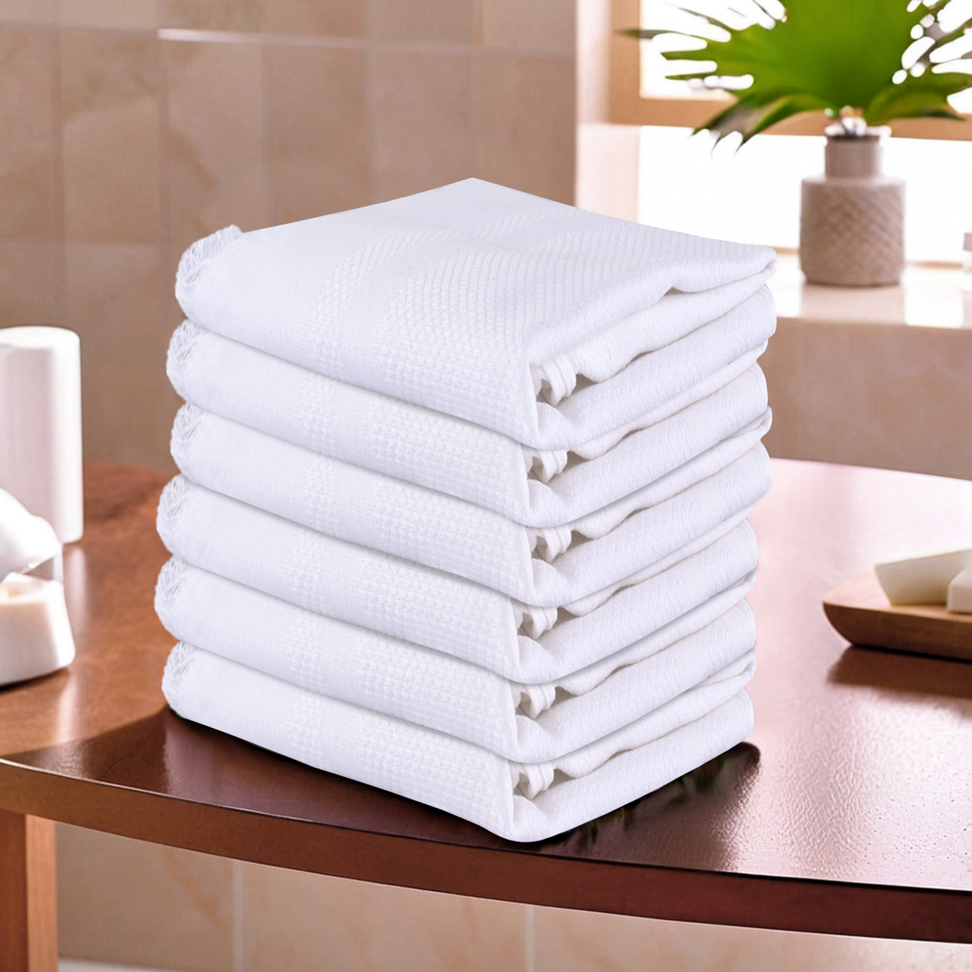 Kuber Industries 6 Pcs Soft Cotton Face Towels For Men  Women  Easily Washable  Travel Friendly Pocket Towels  Gym Napkins  White