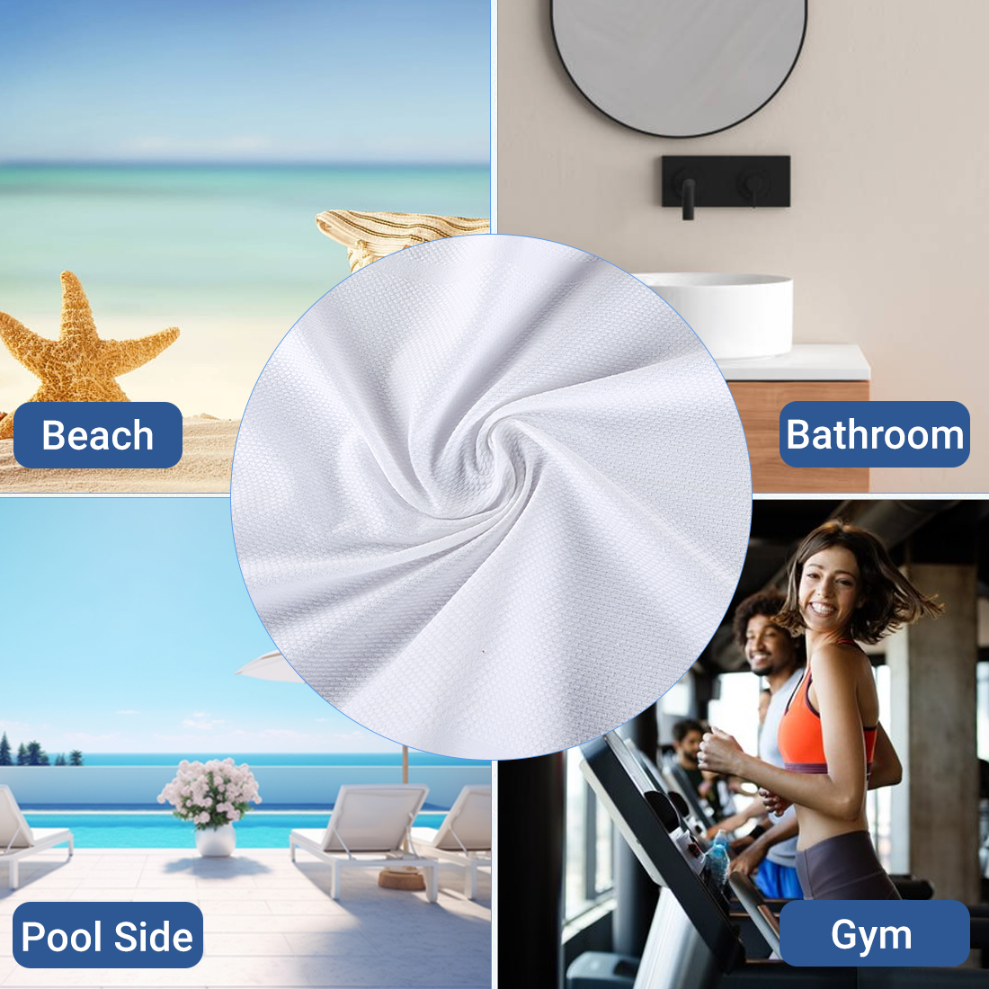 Kuber Industries 6 Pcs Soft Cotton Face Towels For Men  Women  Easily Washable  Travel Friendly Pocket Towels  Gym Napkins  White