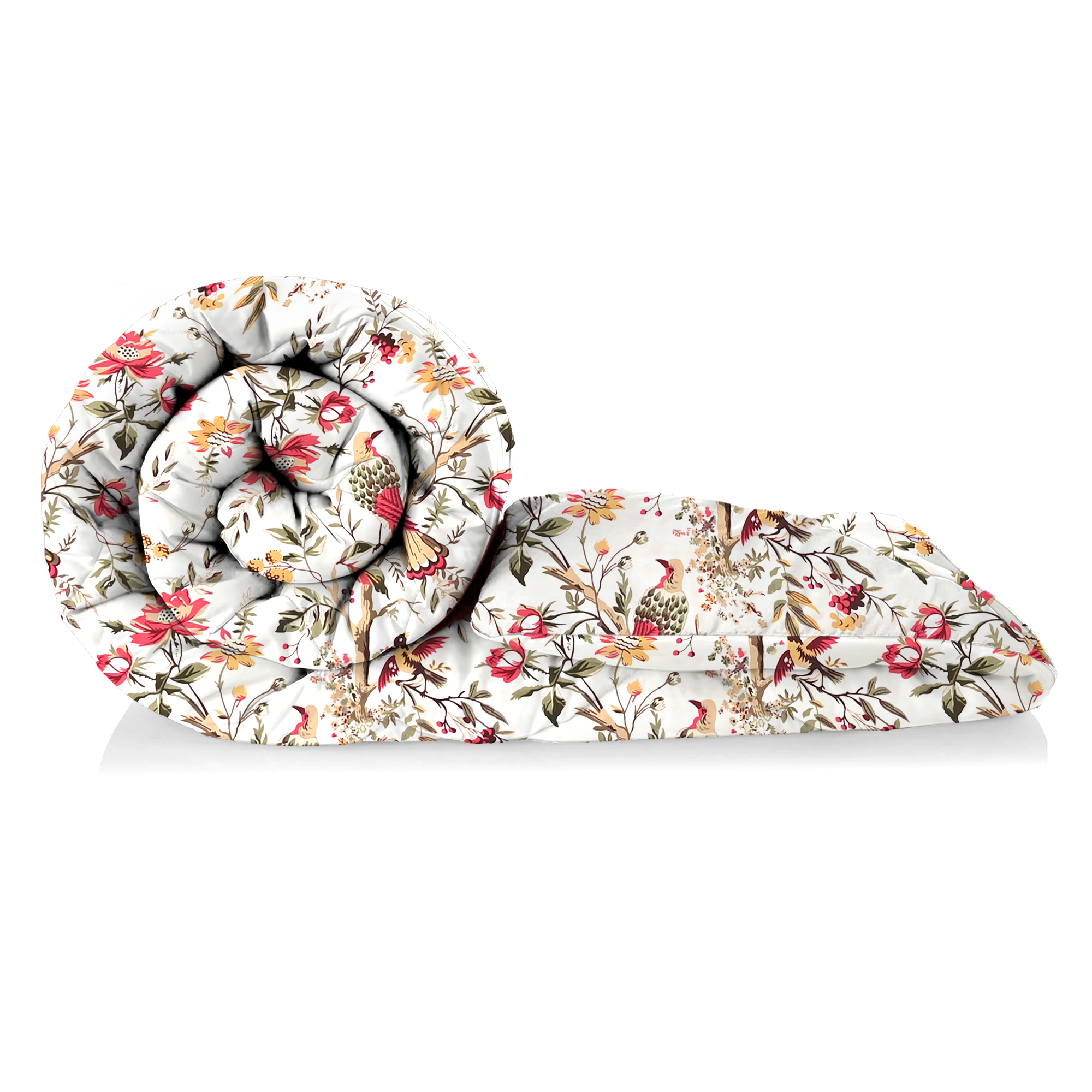 Kuber Industries Dohar Double Bed Cotton AC Blanket for Summer  Lightweight Comforter Winter Rajai Red Bird Print Dohar - White  Red
